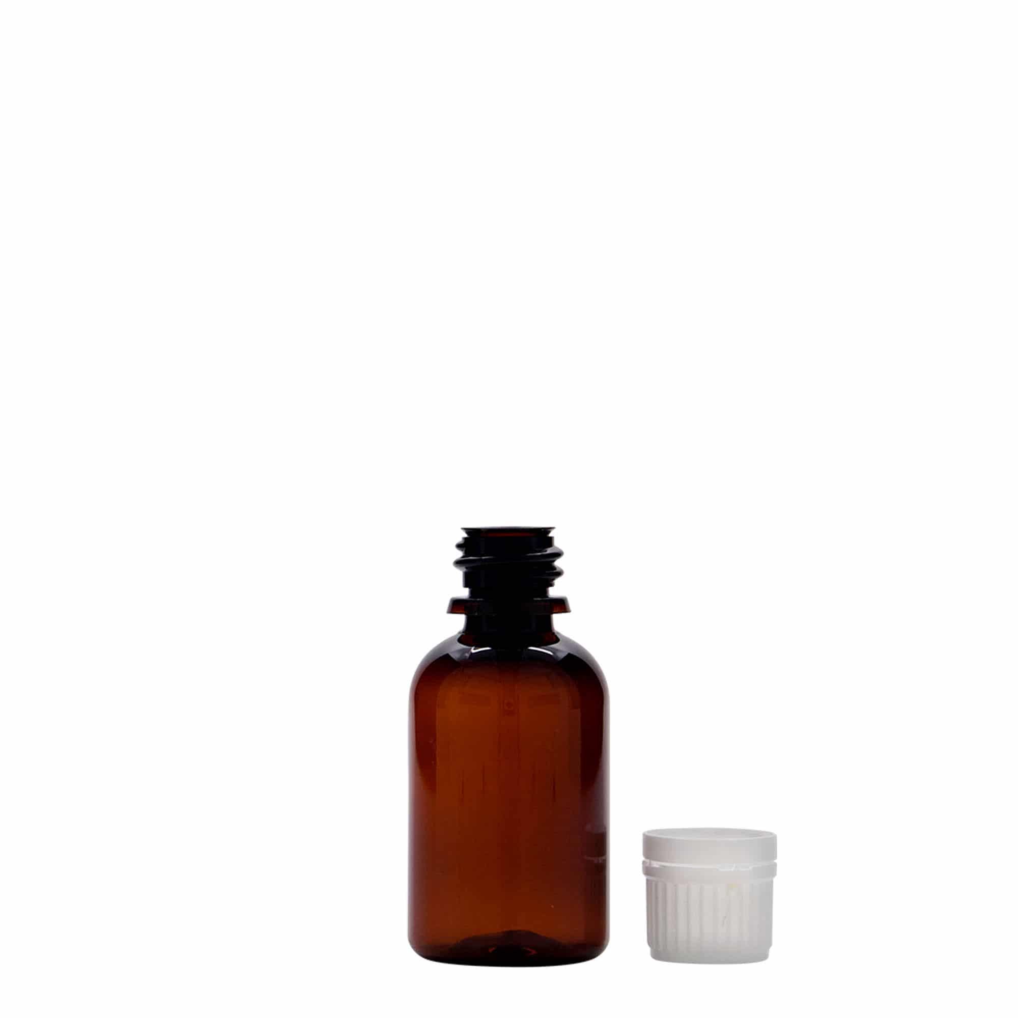 Flacon médical PET 30 ml 'Easy Living', brun, plastique, ouverture : DIN 18