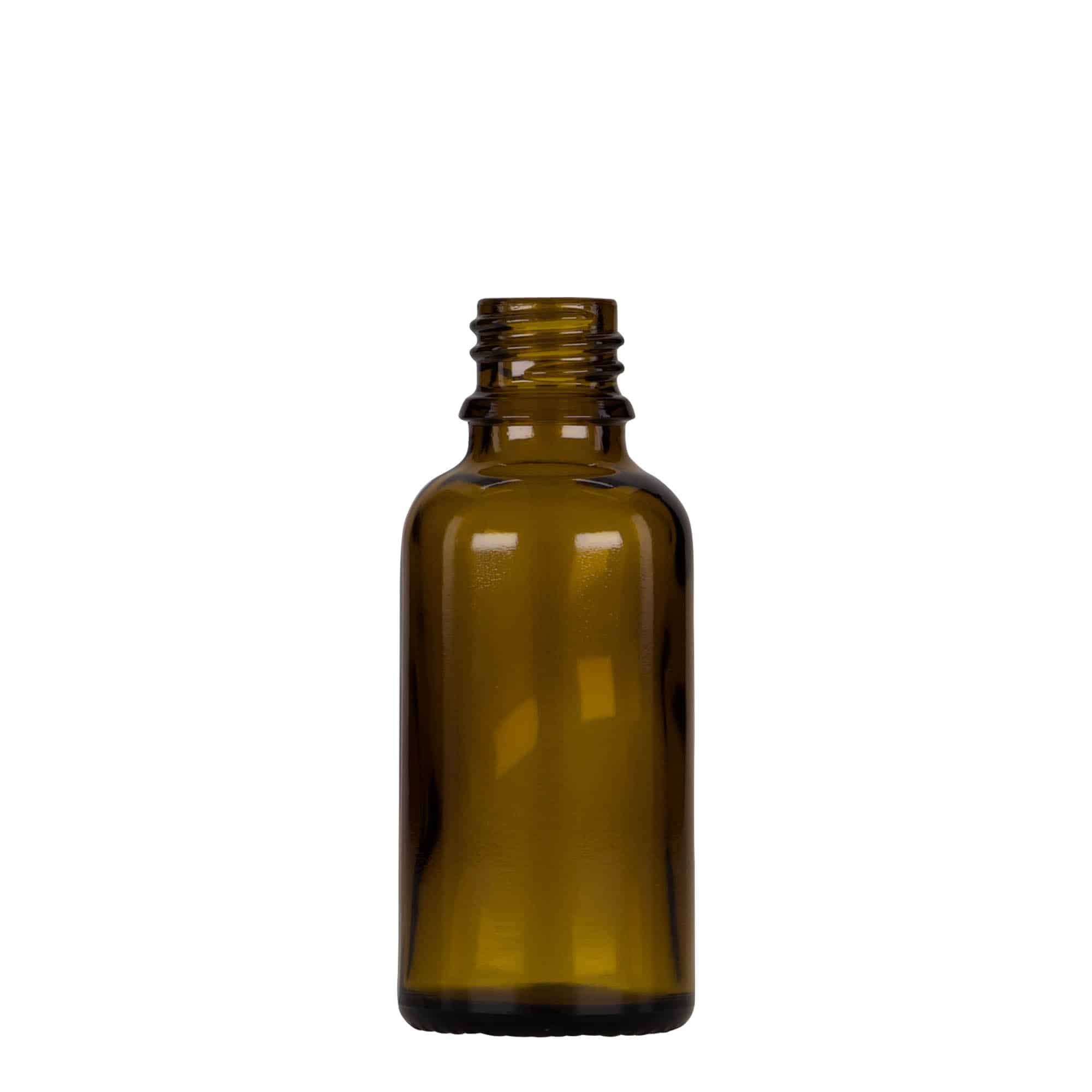 Flacon compte-gouttes 30 ml Médical, verre, brun-noir, ouverture : DIN 18