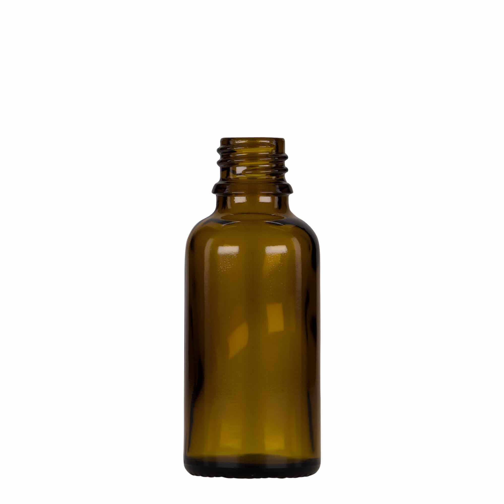 Flacon compte-gouttes 30 ml Médical, verre, brun-noir, ouverture : DIN 18