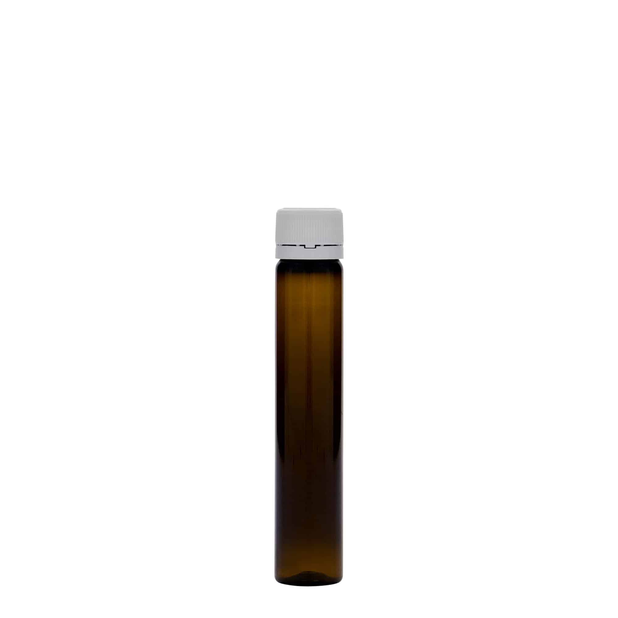 25 ml tube PET, plastique, brun, ouverture : bouchon à vis