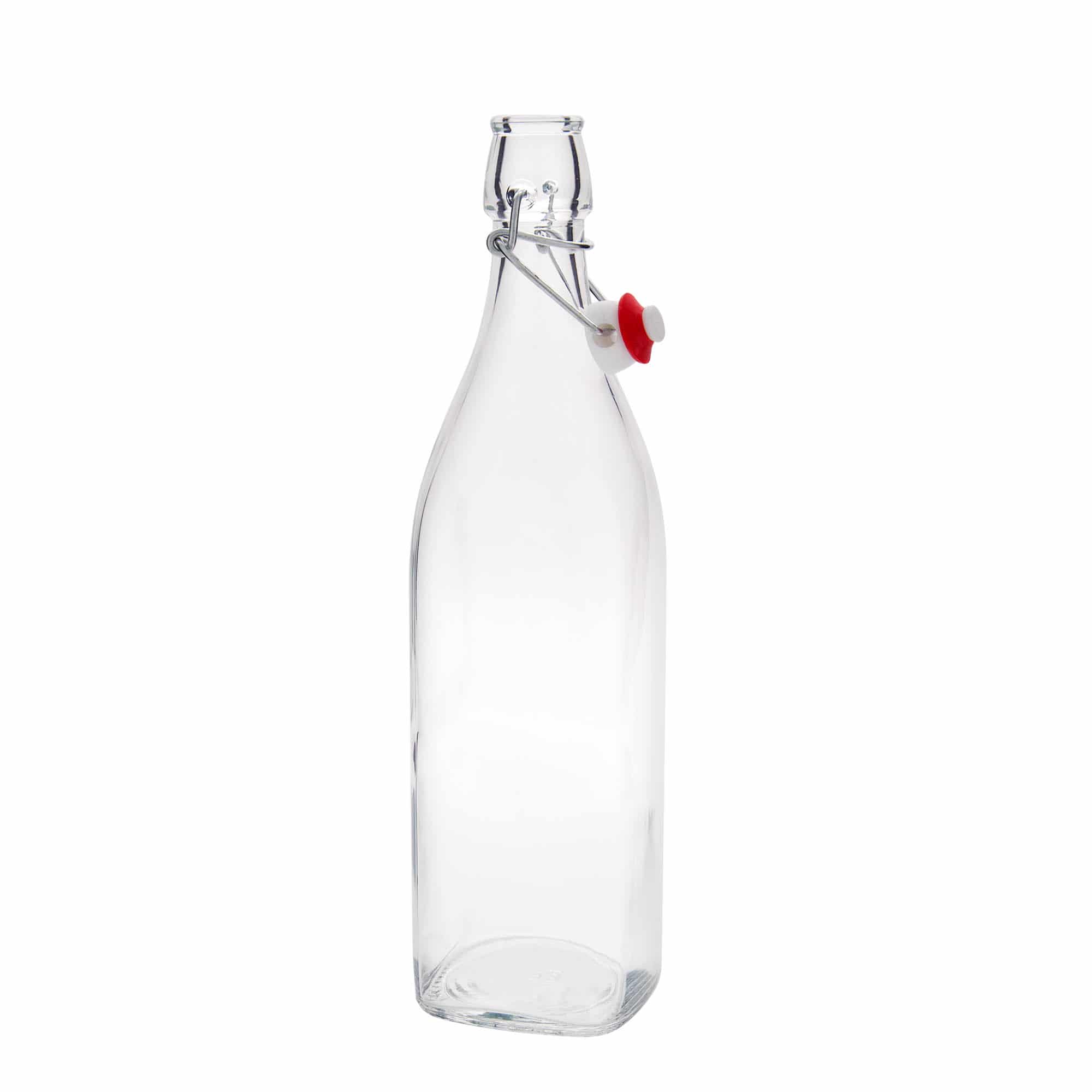 Bouteille en verre 1 000 ml « Swing », carrée, ouverture : fermeture à levier