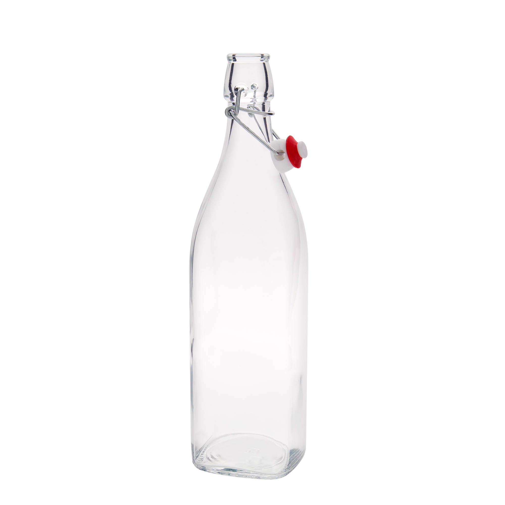 Bouteille en verre 1 000 ml « Swing », carrée, ouverture : fermeture à levier Bouteille en verre 1 000 ml « Swing », carrée, ouverture : fermeture à levier
