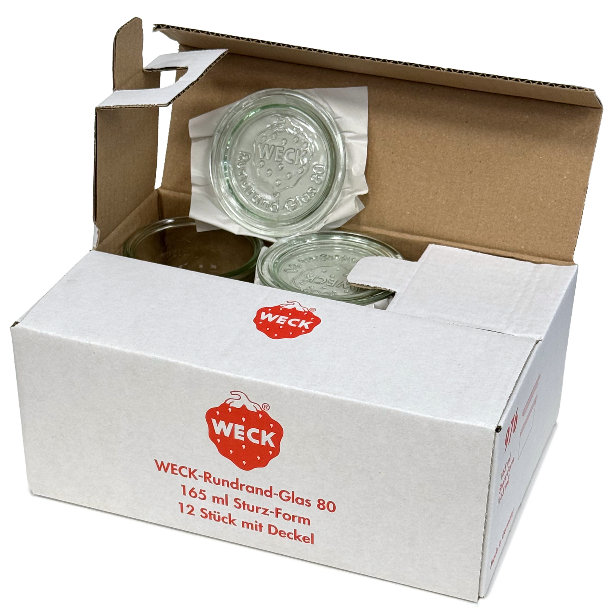 12x 165 ml bocal WECK à renversement avec couvercle en verre RR 80