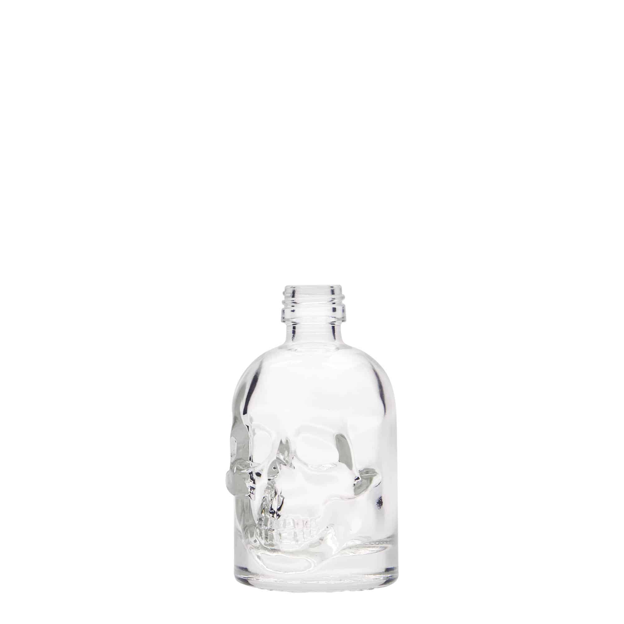Flacon en verre 50 ml « Tête de mort », ouverture : PP 18 Flacon en verre 50 ml « Tête de mort », ouverture : PP 18