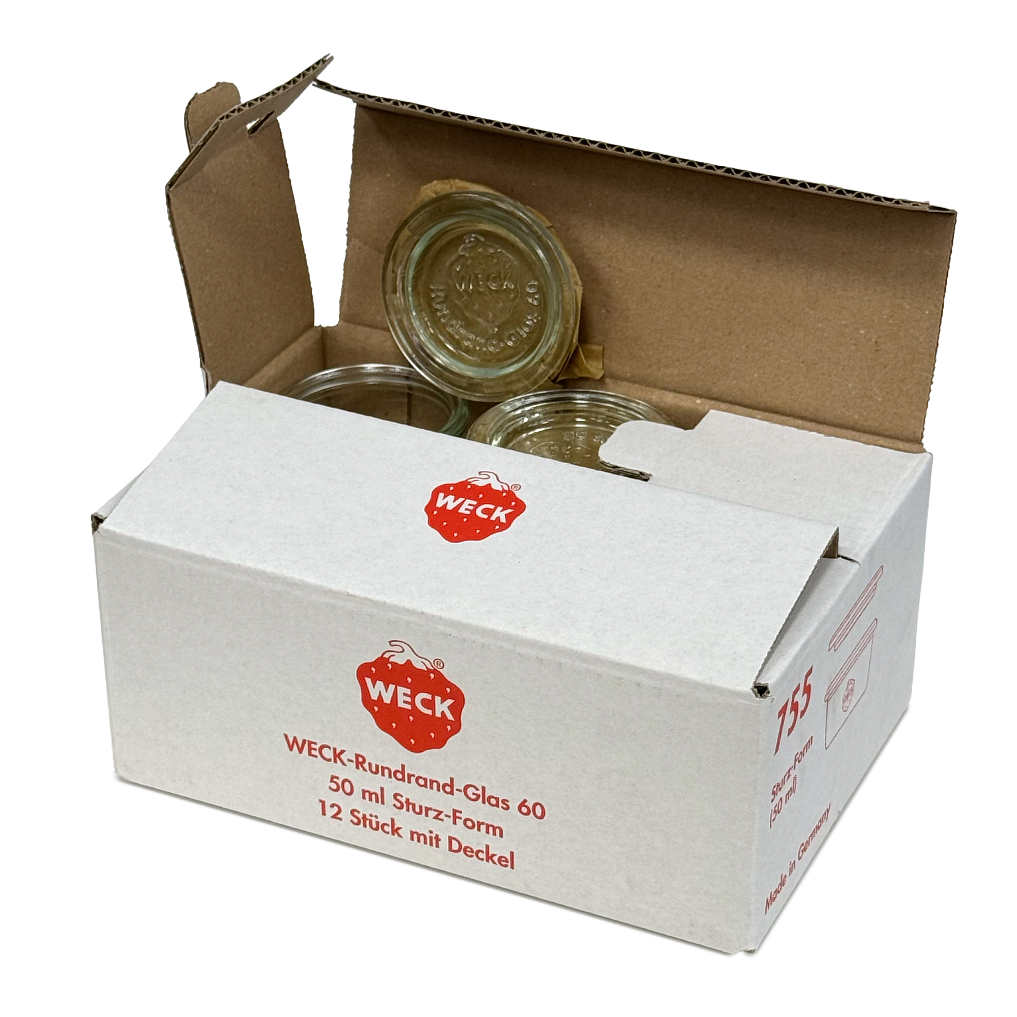 12x 50 ml bocal WECK à renversement avec couvercle en verre RR 60