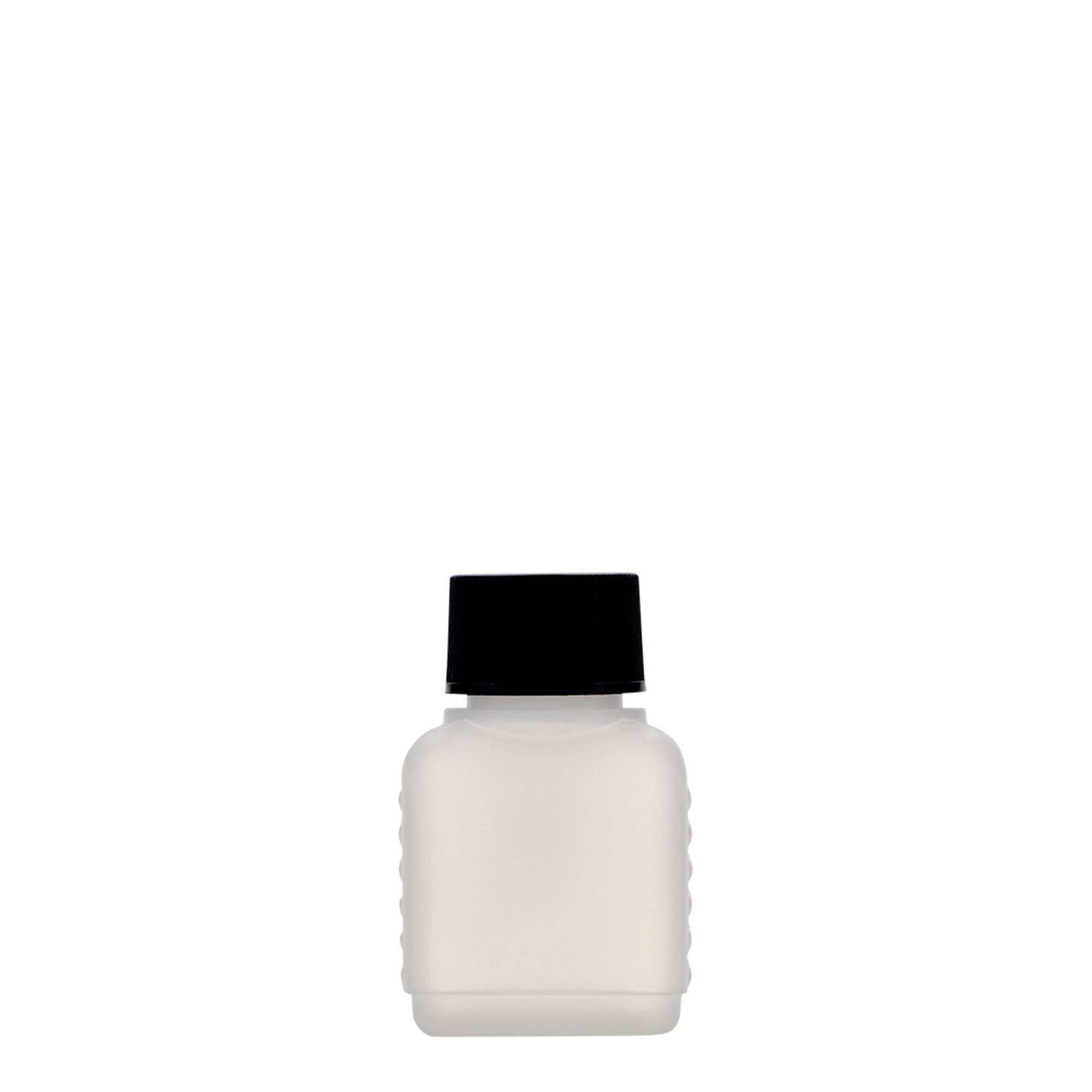 50 ml bidon rectangulaire, plastique HDPE, naturel, ouverture : DIN 25