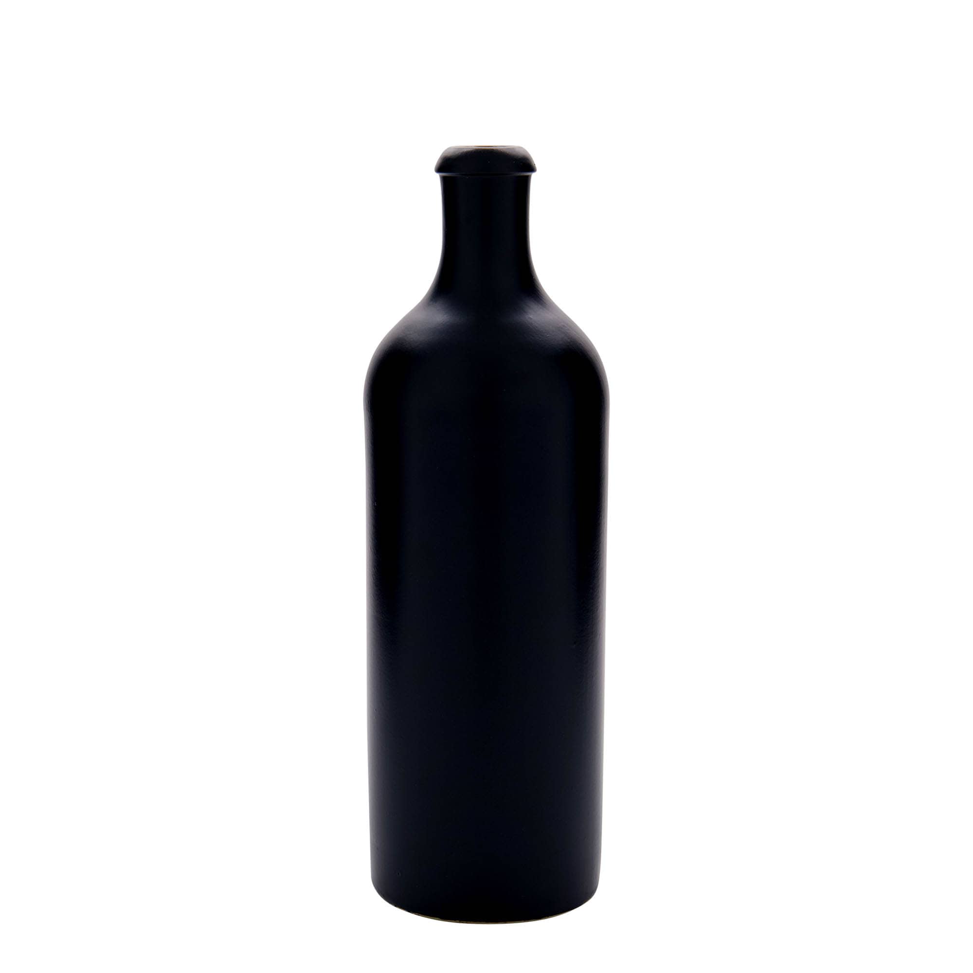 Cruche en grès de 750 ml, noire, ouverture : bouchon en liège