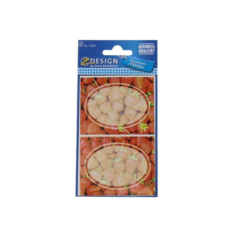 Étiquettes Zweckform « Fraises », ovales, papier, multicolores