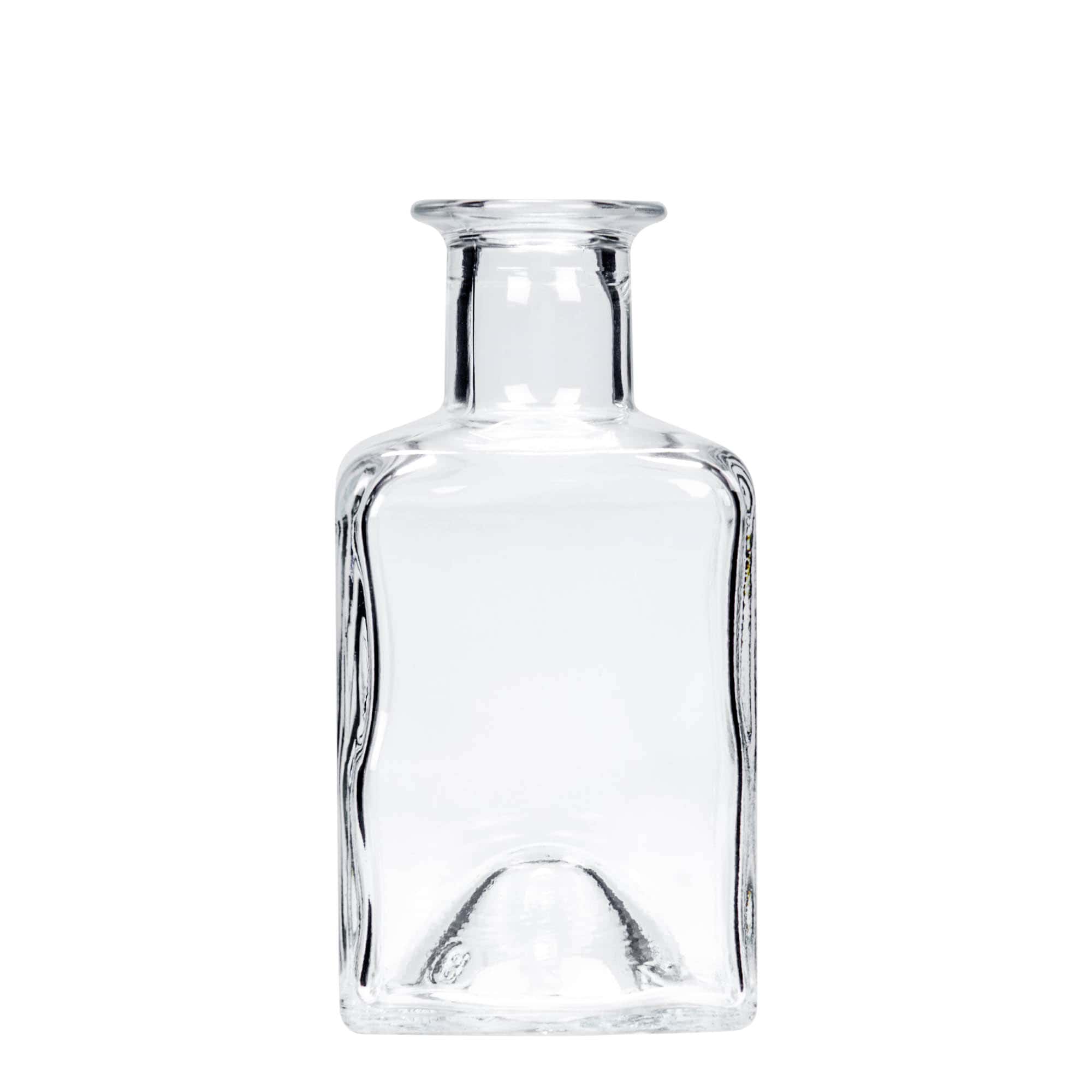 Flacon en verre 200 ml 'Kubica', carré, ouverture : bouchon en liège