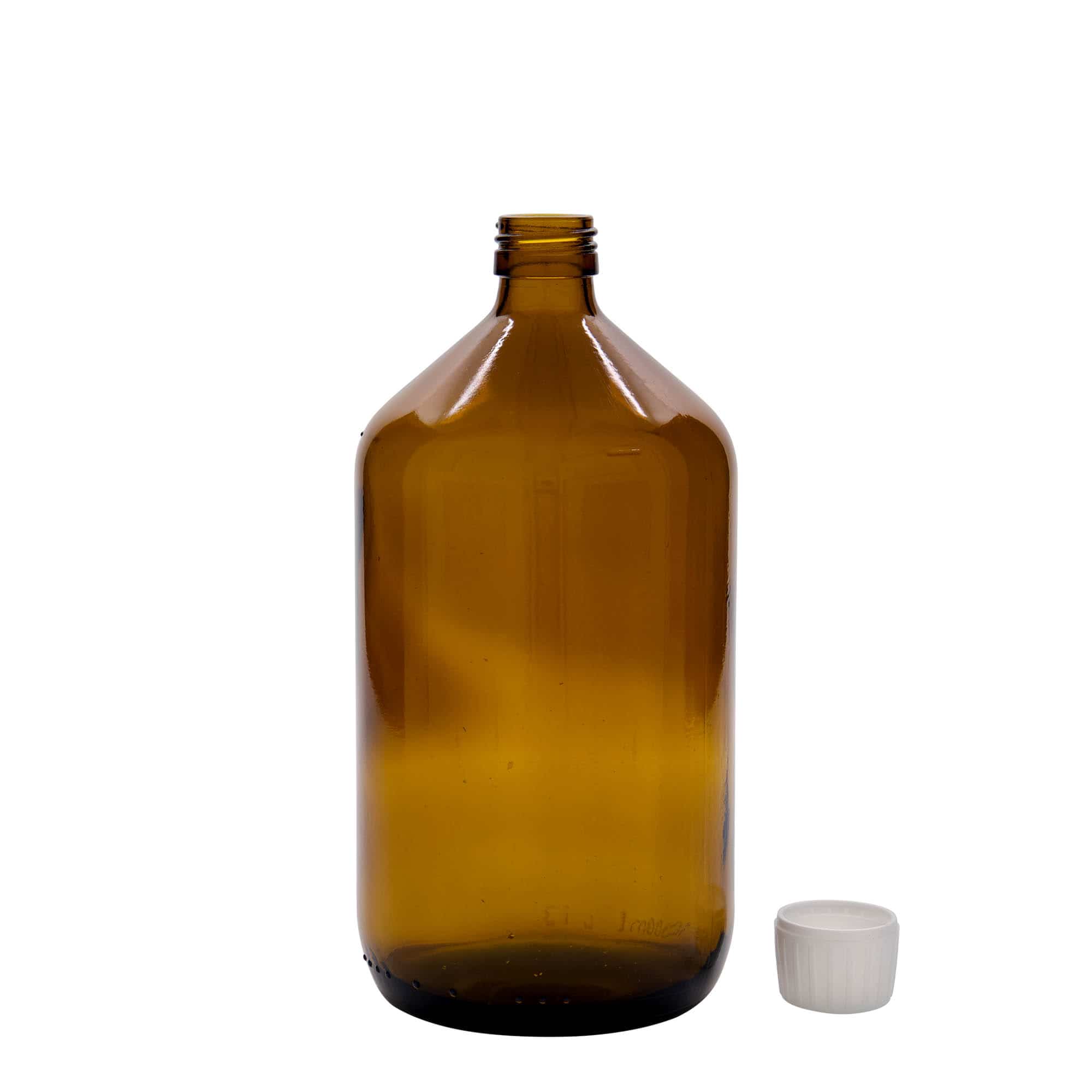 Flacon pharmaceutique 1 000 ml, brun, verre, col : PP 28