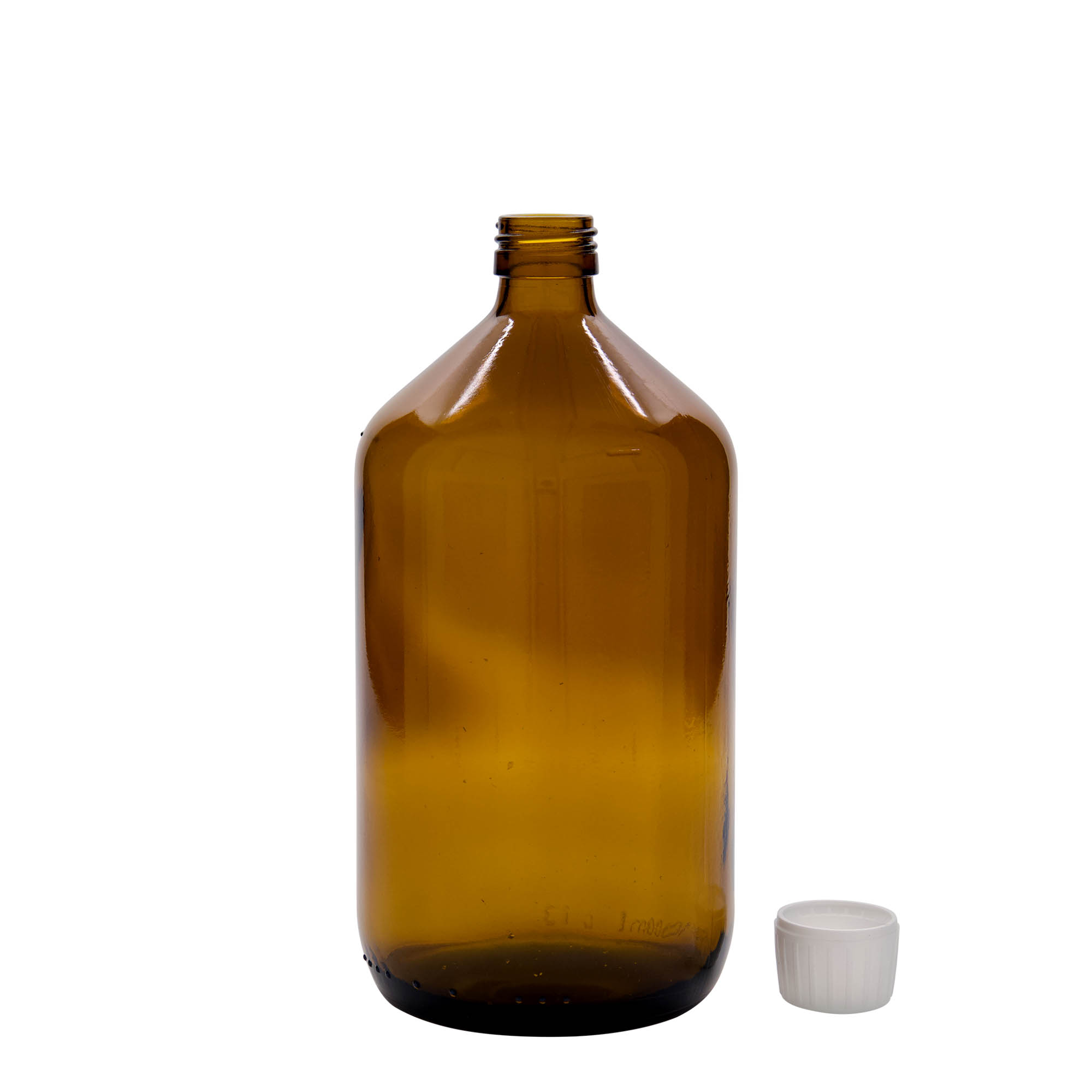 Flacon médical 1 000 ml, brun, verre, ouverture : PP 28