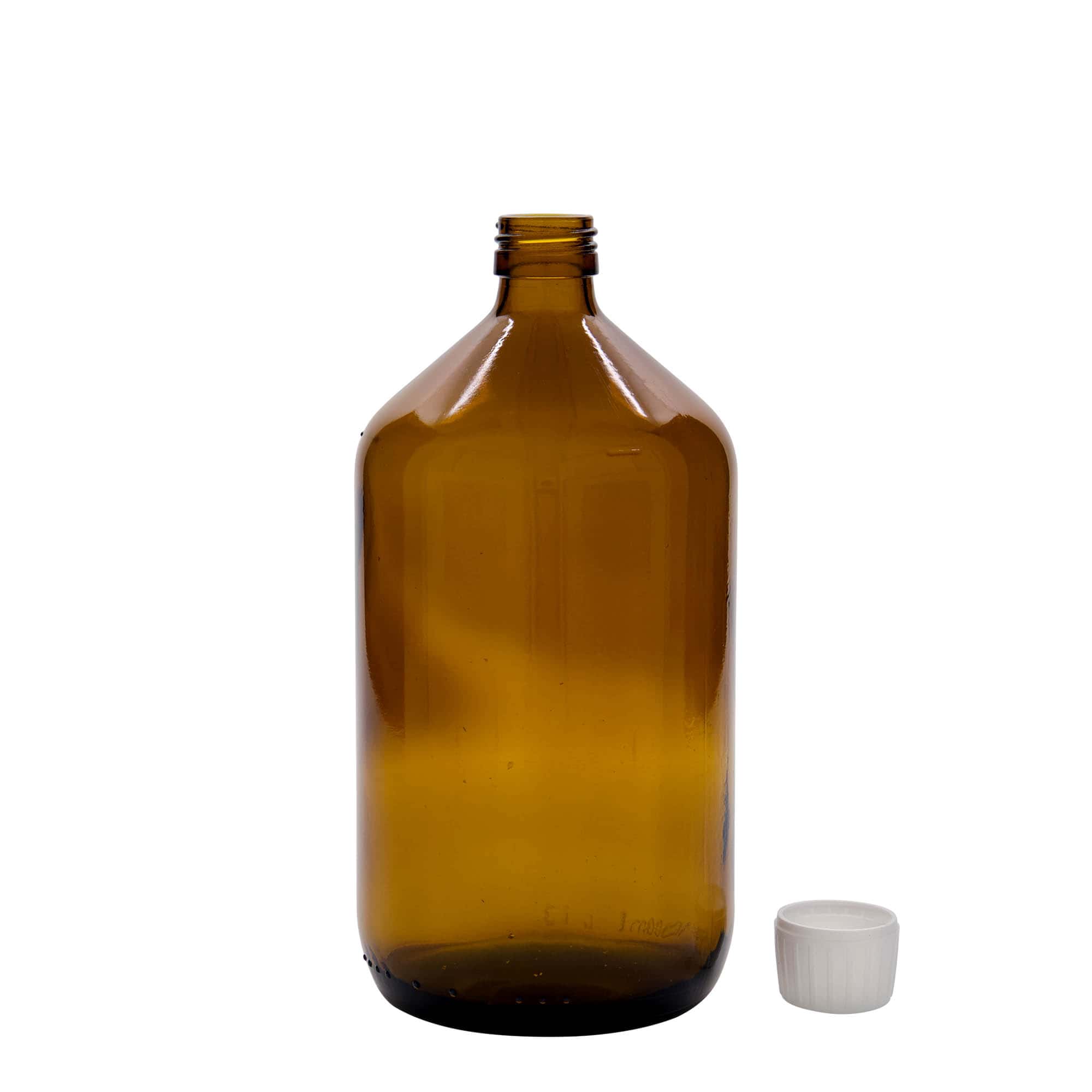 Flacon médical 1 000 ml, brun, verre, ouverture : PP 28