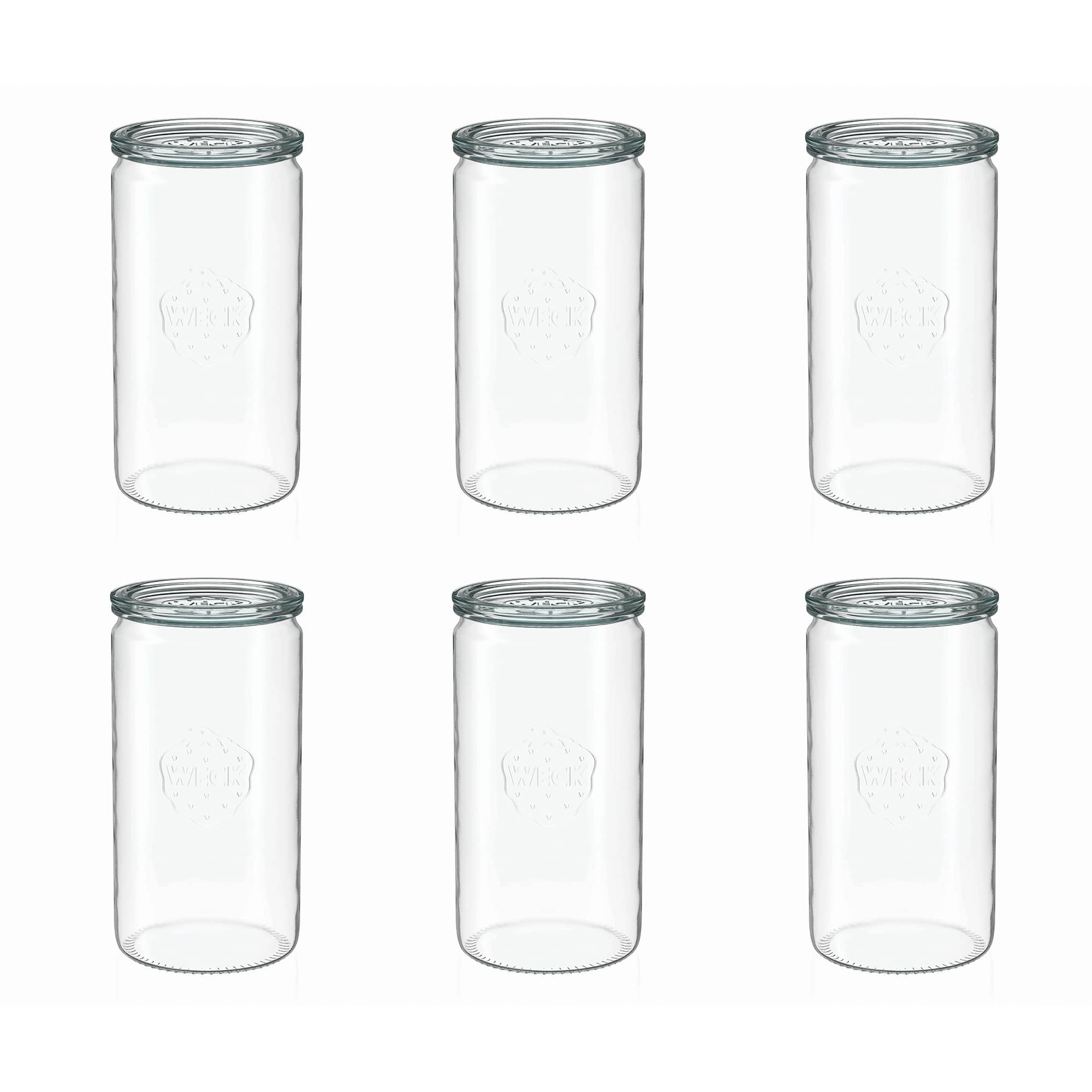 6x 1575 ml verre cylindrique WECK avec couvercle en verre RR 100