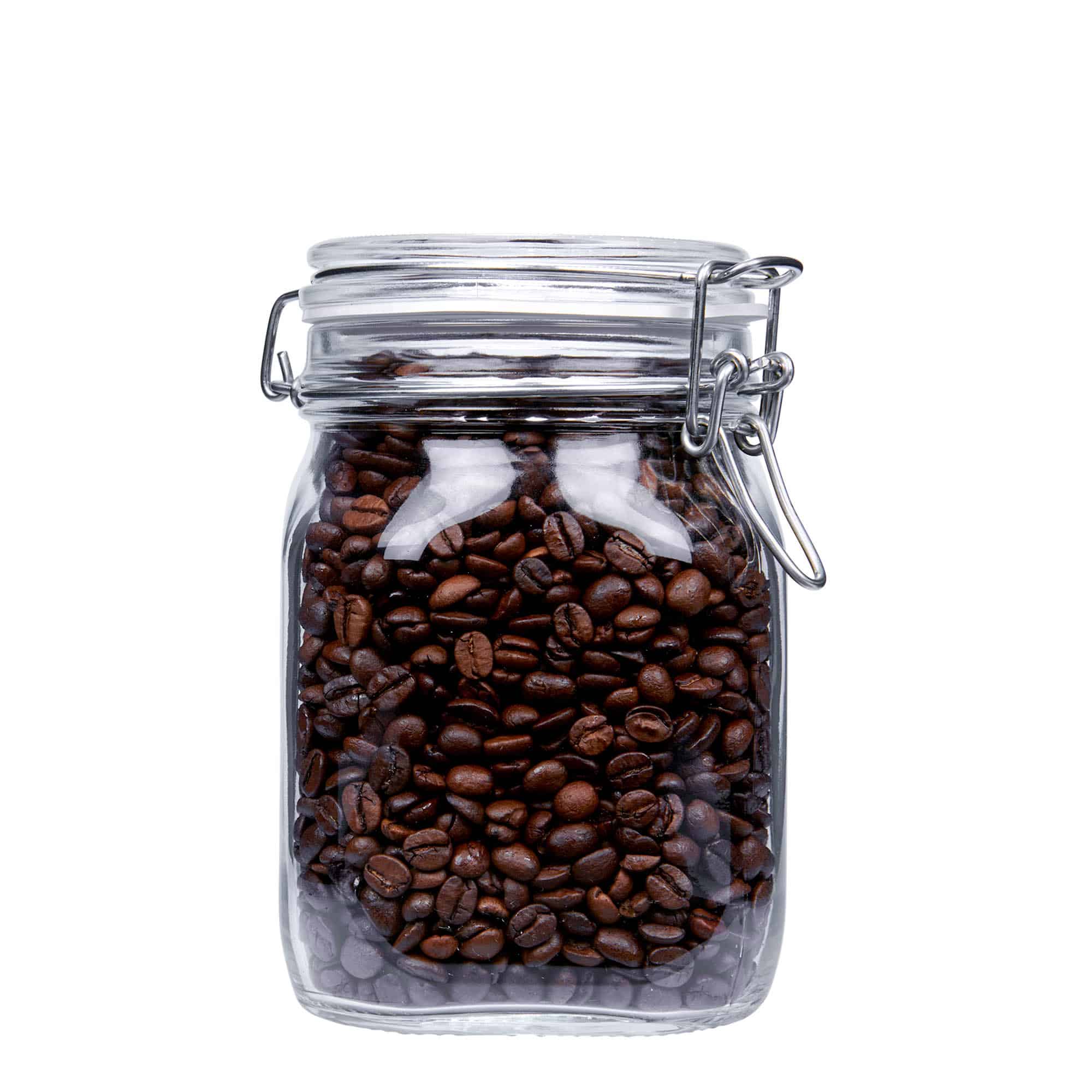 1 000 ml bocal à fermeture à levier 'Fido', carré, ouverture : fermeture à levier métallique