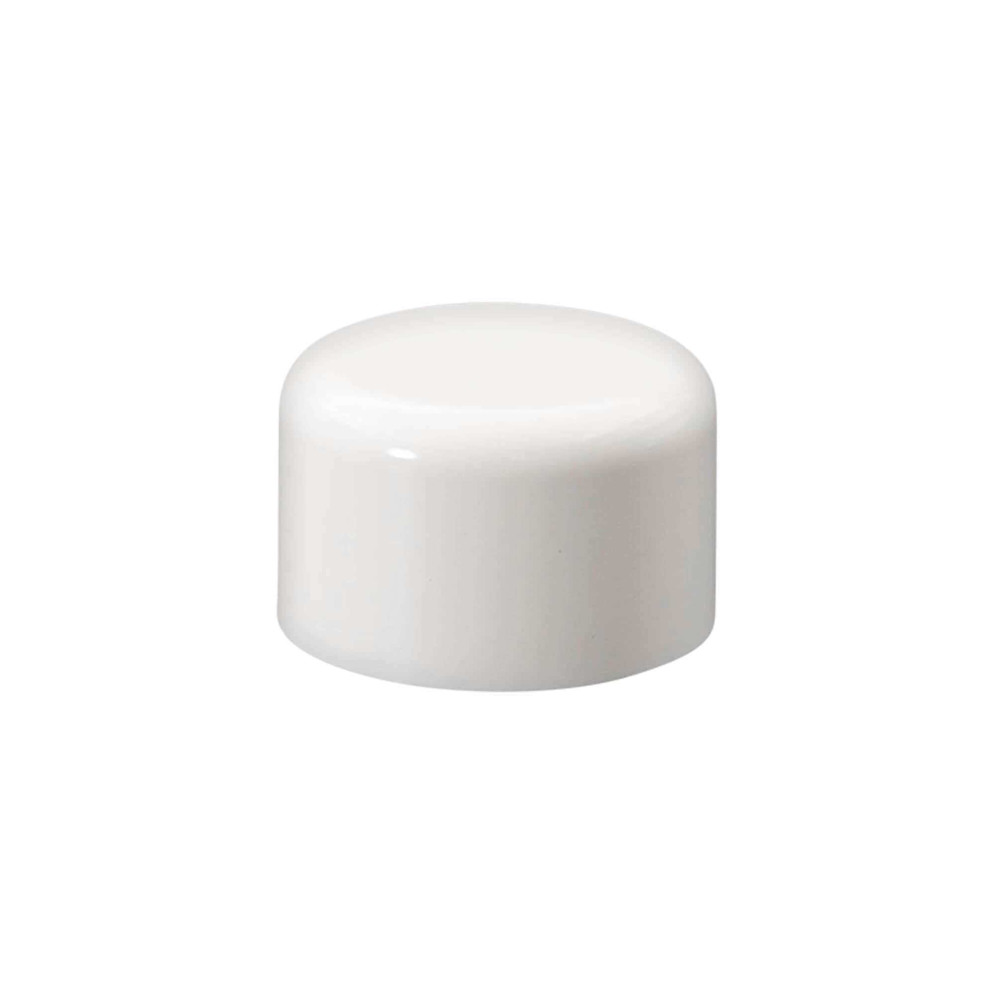 Bouchon à vis pour flacon rond avec insert de seringue, plastique PE, blanc, pour ouverture : DIN 18