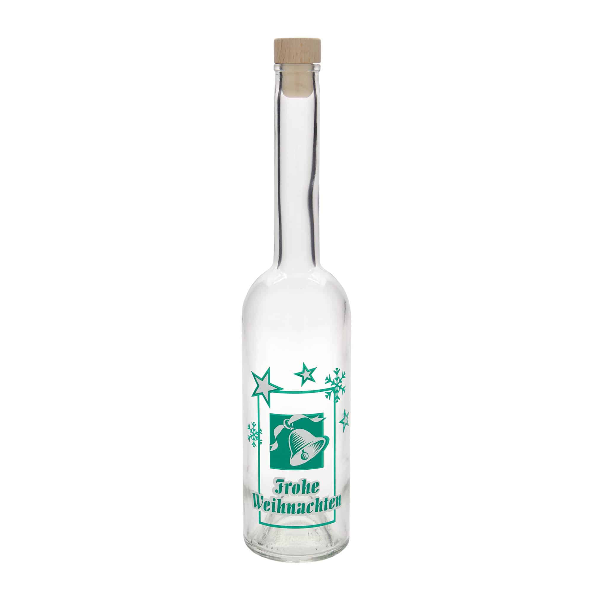Bouteille en verre 500 ml 'Opera', motif : Joyeux Noël, ouverture : bouchon en liège
