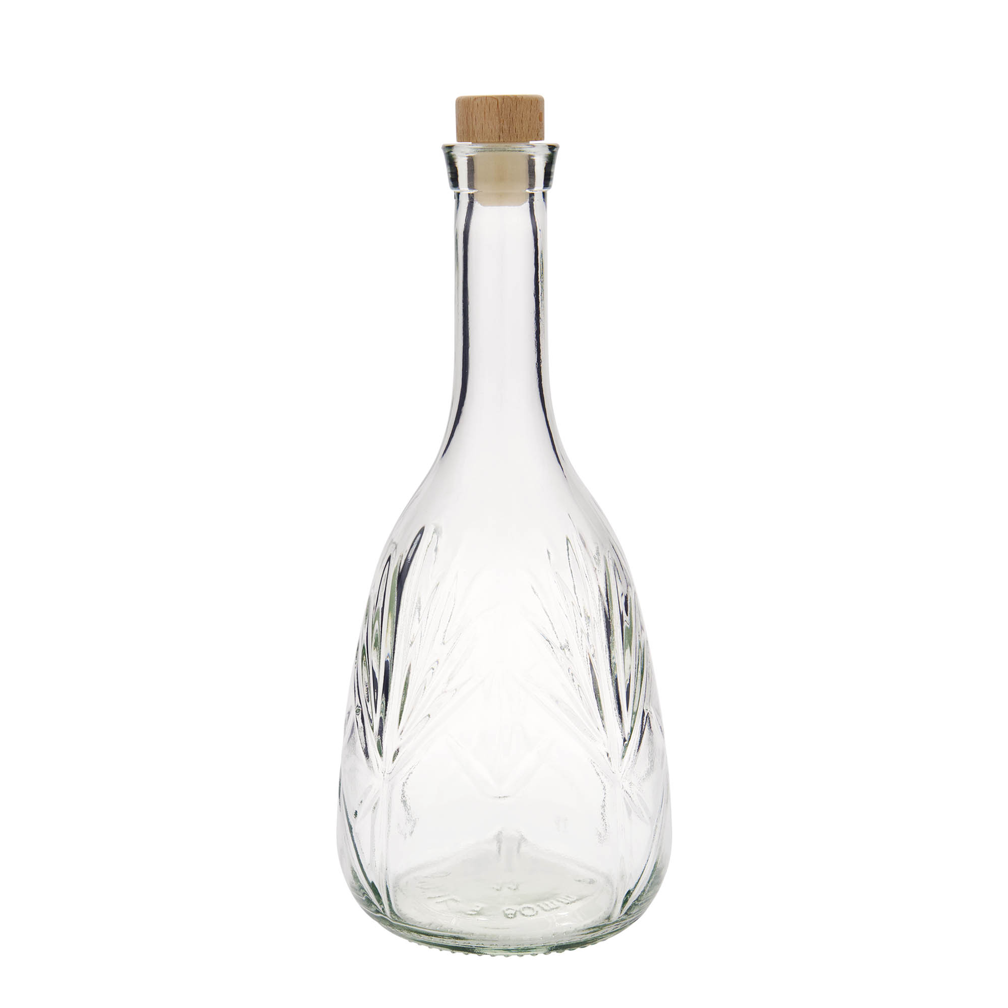 Bouteille en verre 1 000 ml 'Reliefa', ouverture : bouchon en liège Bouteille en verre 1 000 ml 'Reliefa', ouverture : bouchon en liège