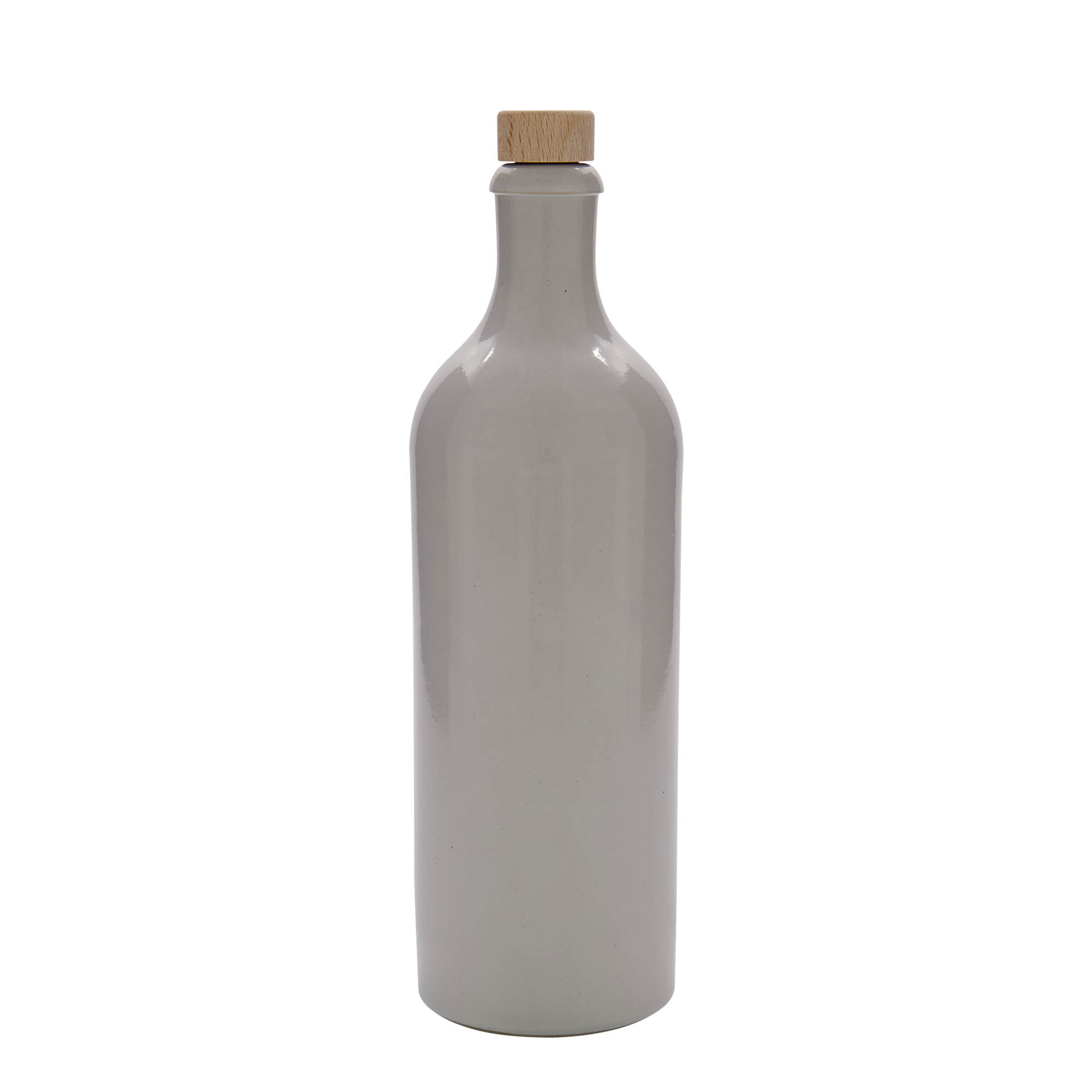 Cruche en grès de 750 ml, blanche, ouverture : bouchon en liège