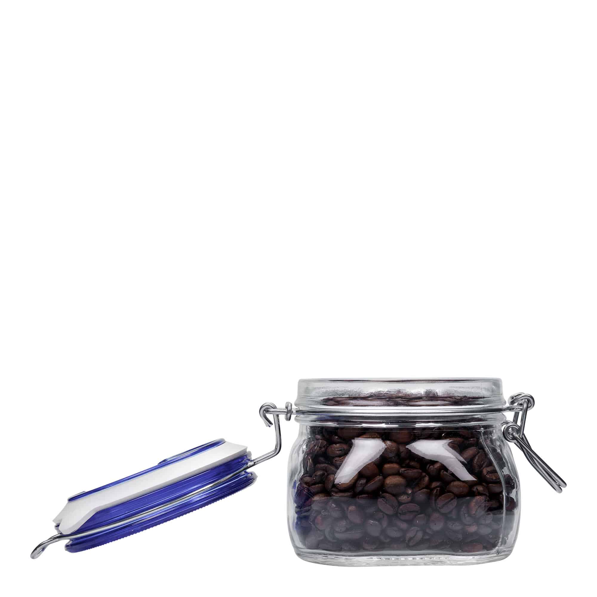 500 ml bocal à fermeture à levier 'Fido' avec couvercle bleu, carré, ouverture : fermeture à levier 500 ml bocal à fermeture à levier 'Fido' avec couvercle bleu, carré, ouverture : fermeture à levier