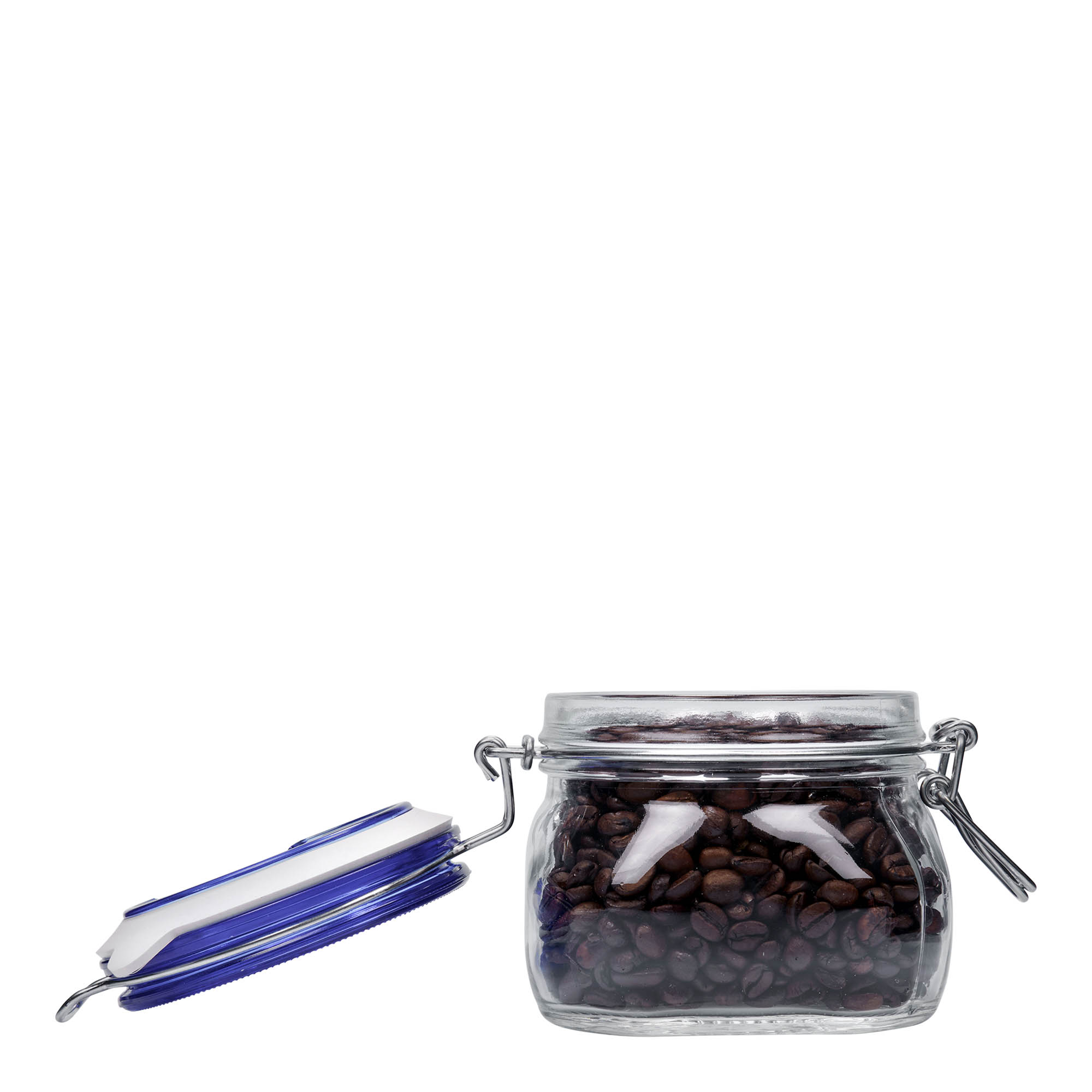 500 ml bocal à fermeture à levier 'Fido' avec couvercle bleu, carré, ouverture : fermeture à levier 500 ml bocal à fermeture à levier 'Fido' avec couvercle bleu, carré, ouverture : fermeture à levier