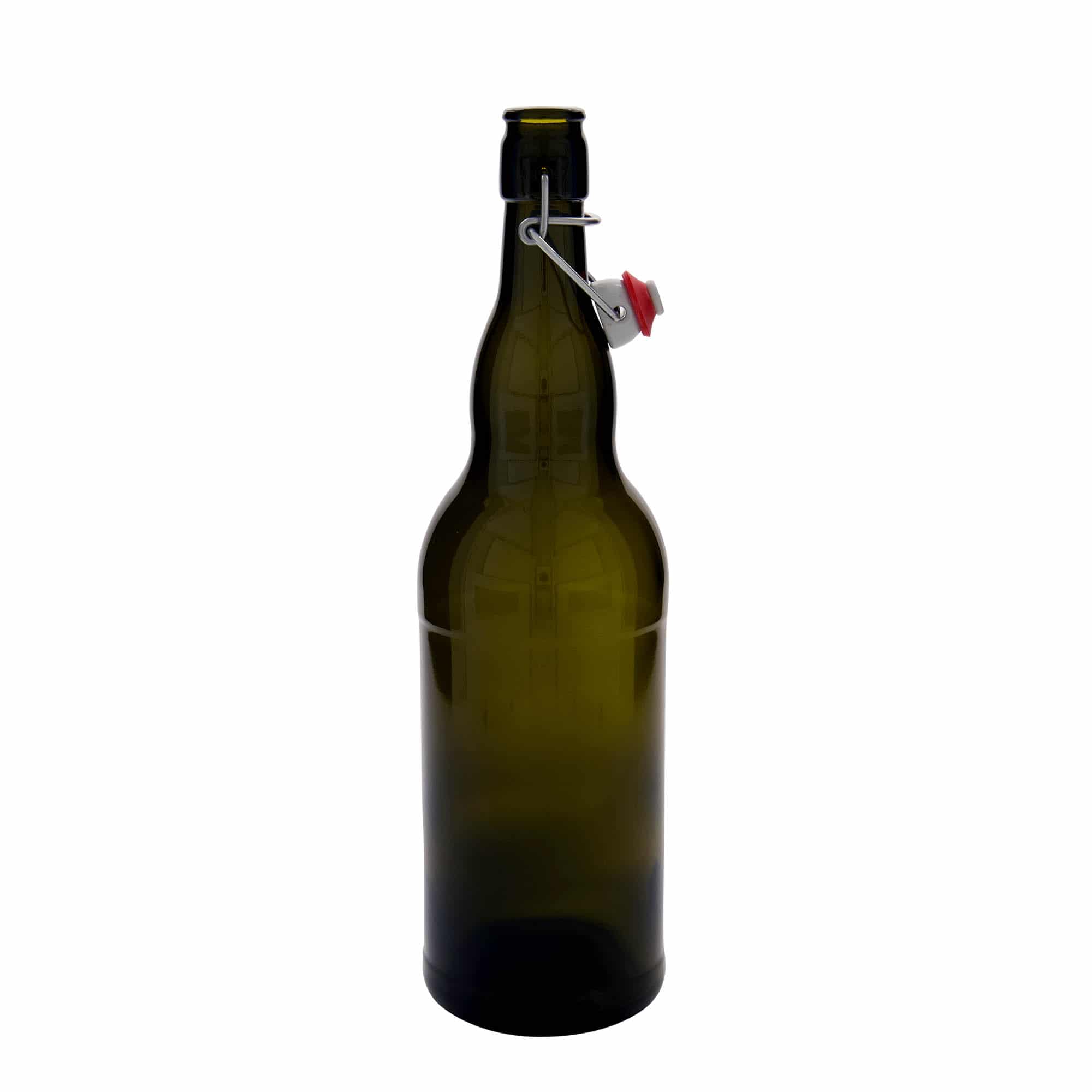 Bouteille de bière Belgique 1 000 ml, verre, vert antique, col : bouchon mécanique