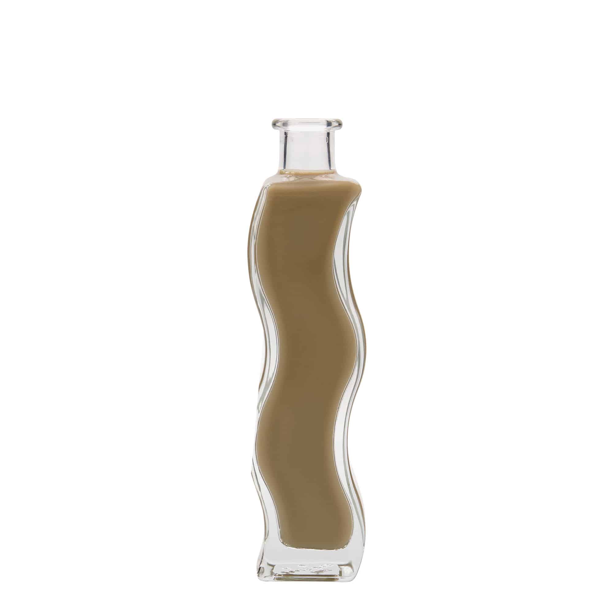 Bouteille en verre 200 ml « Welle », carrée, ouverture : bouchon en liège