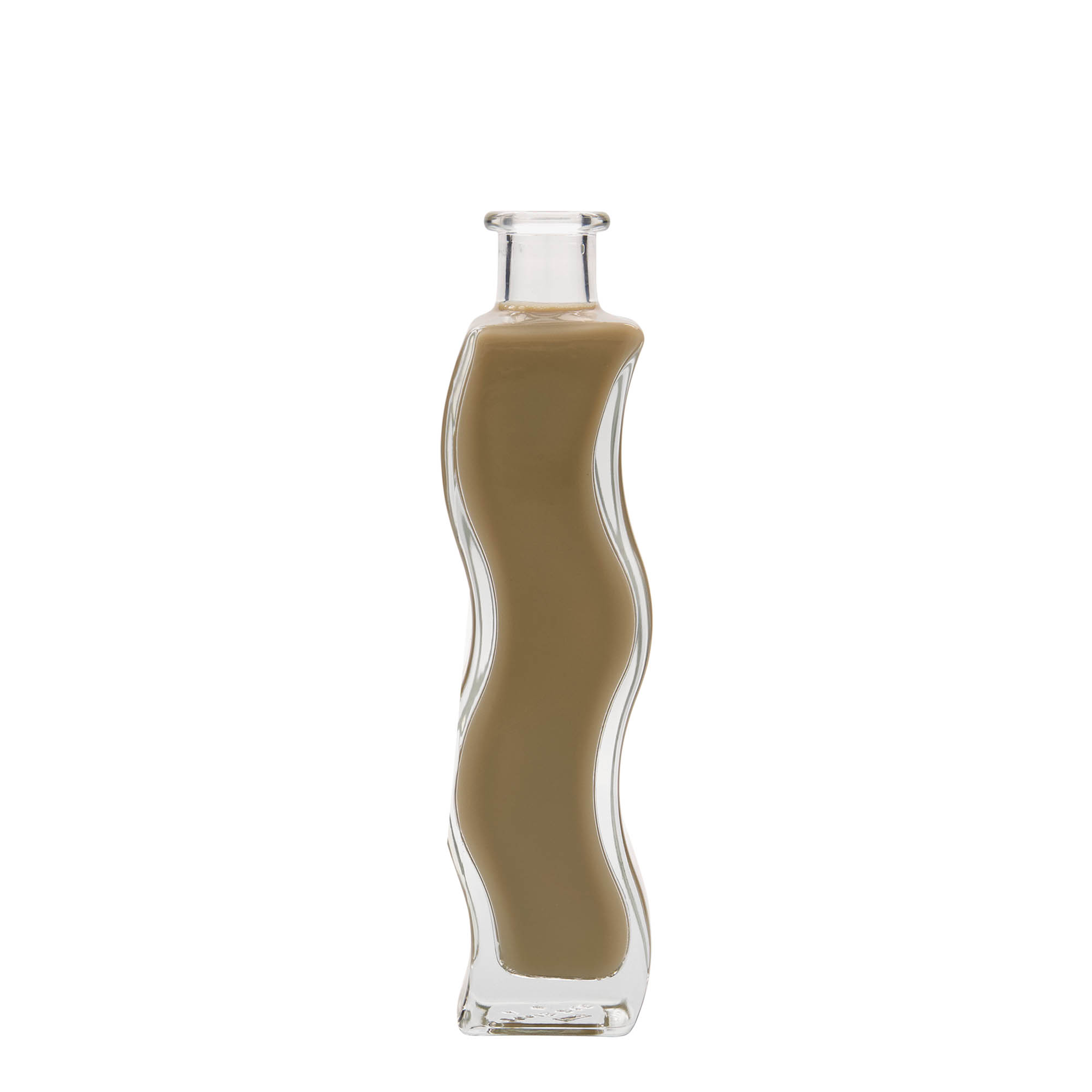 Bouteille en verre 200 ml « Welle », carrée, ouverture : bouchon en liège Bouteille en verre 200 ml « Welle », carrée, ouverture : bouchon en liège