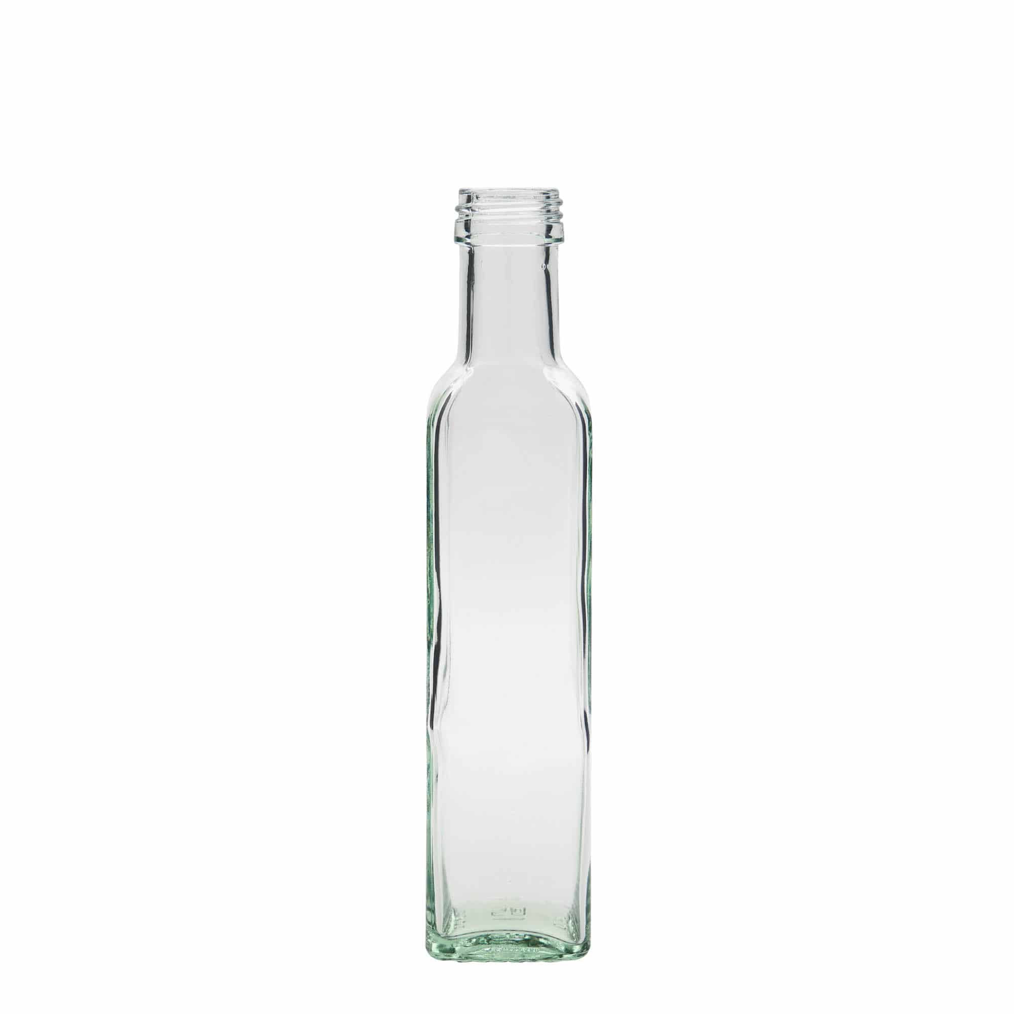 Bouteille en verre 250 ml 'Marasca', carrée, col : PP 31,5