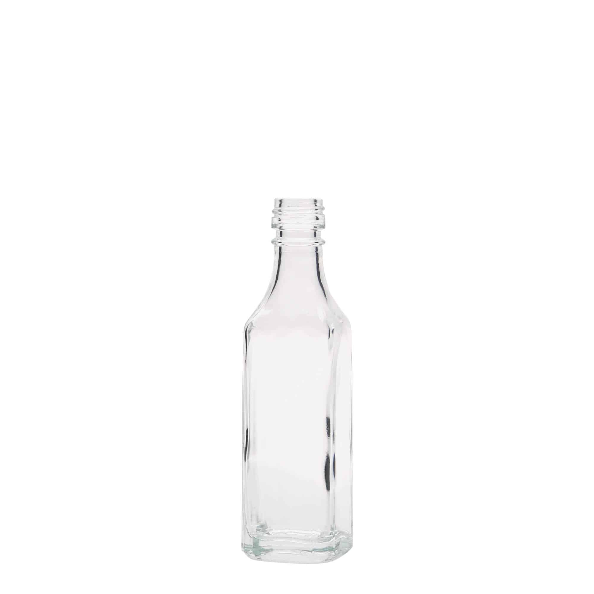 Bouteille en verre 50 ml 'Siena', carrée, bouchage: PP 18
