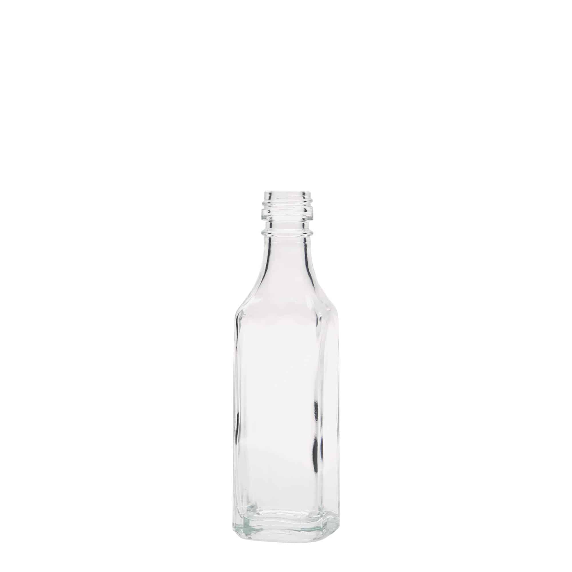 Flacon en verre 50 ml « Siena », carré, ouverture : PP 18