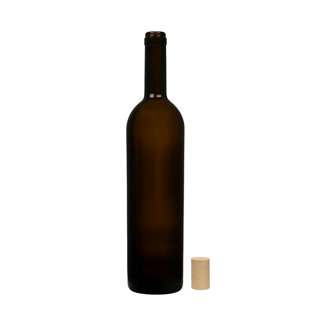 Bouteille de vin 750 ml 'Liberty', vert antique, ouverture : bouchon en liège