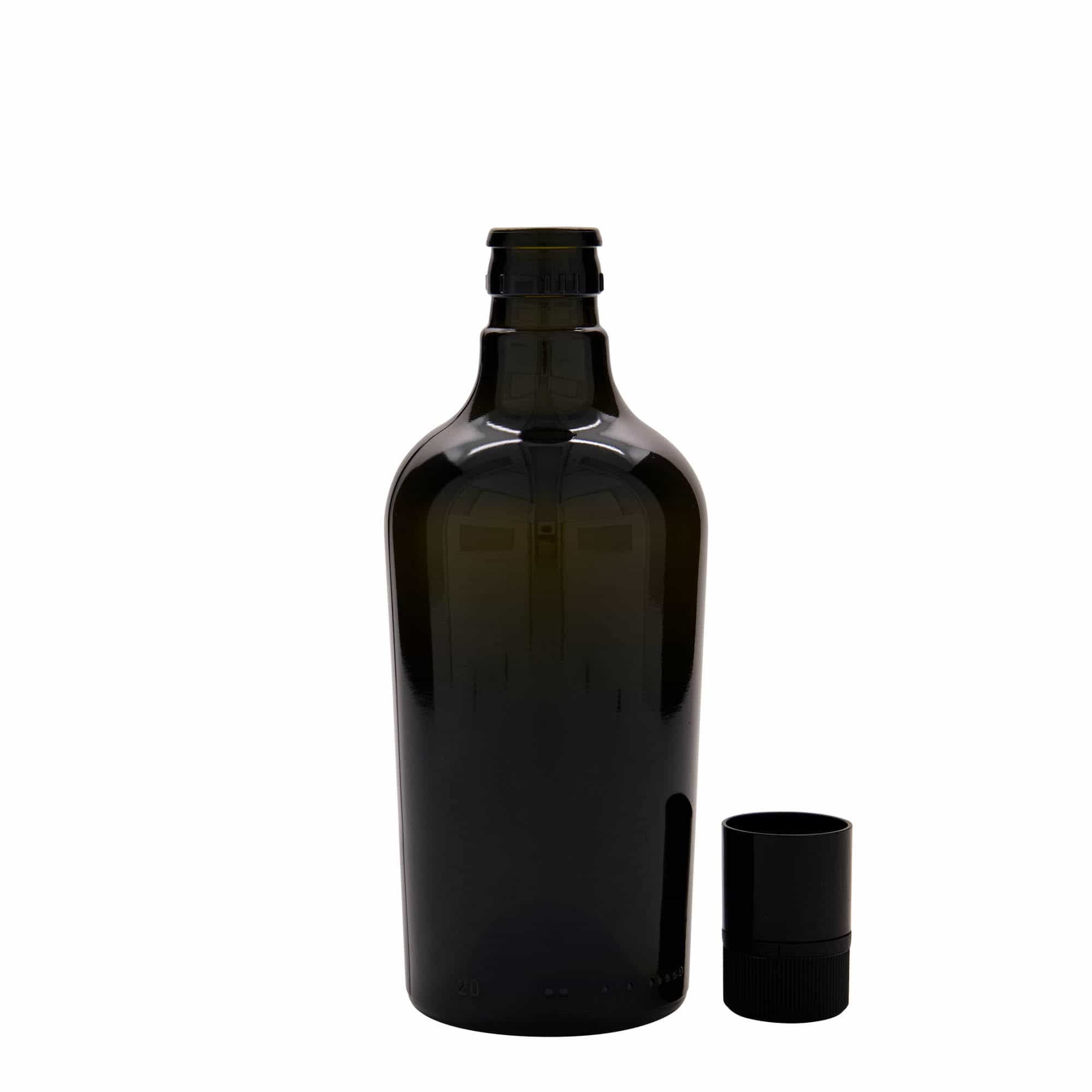 Bouteille de vinaigre / d’huile 500 ml 'Oleum', verre, vert antique, col : DOP
