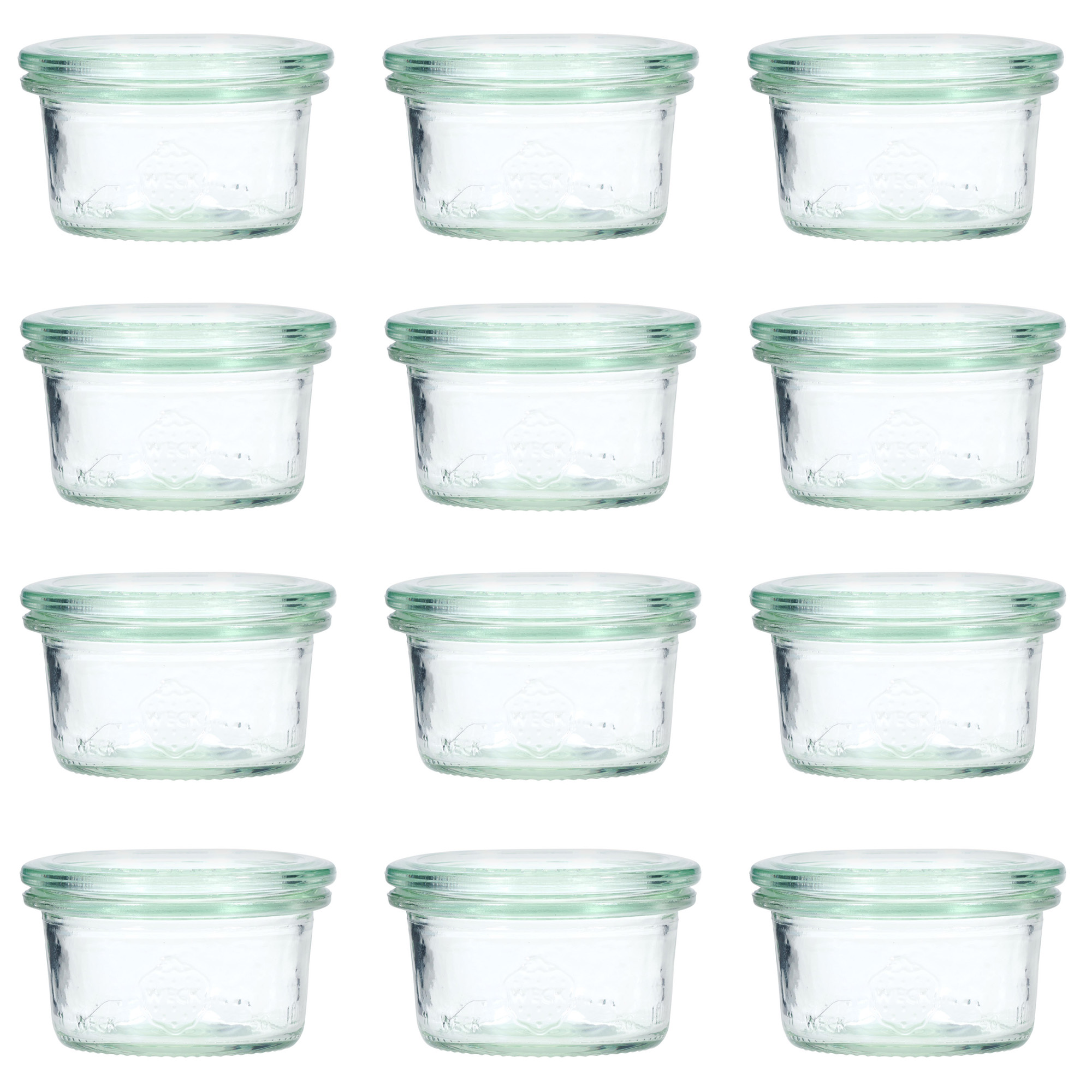 12x 50 ml bocal WECK à renversement avec couvercle en verre RR 60