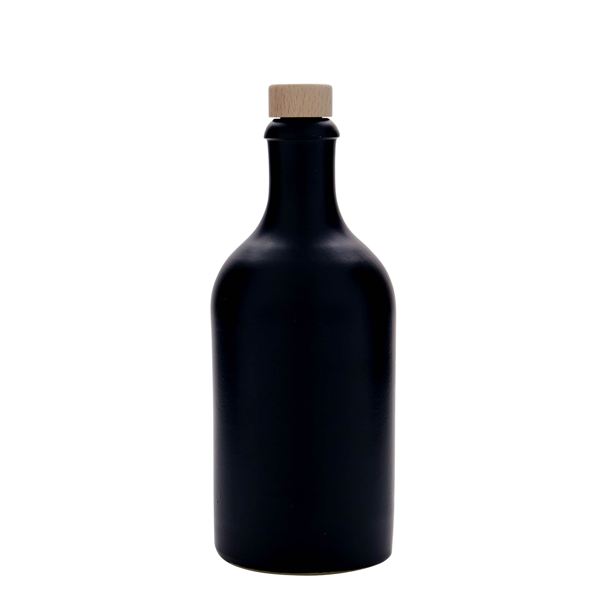 Cruche en grès 500 ml, noire, ouverture : liège