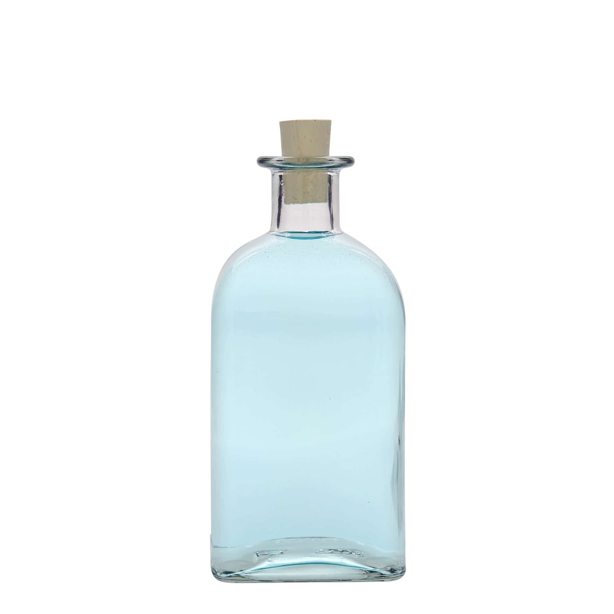 Bouteille en verre apothicaire 'Carré', carrée 500 ml, bouchage: bouchon