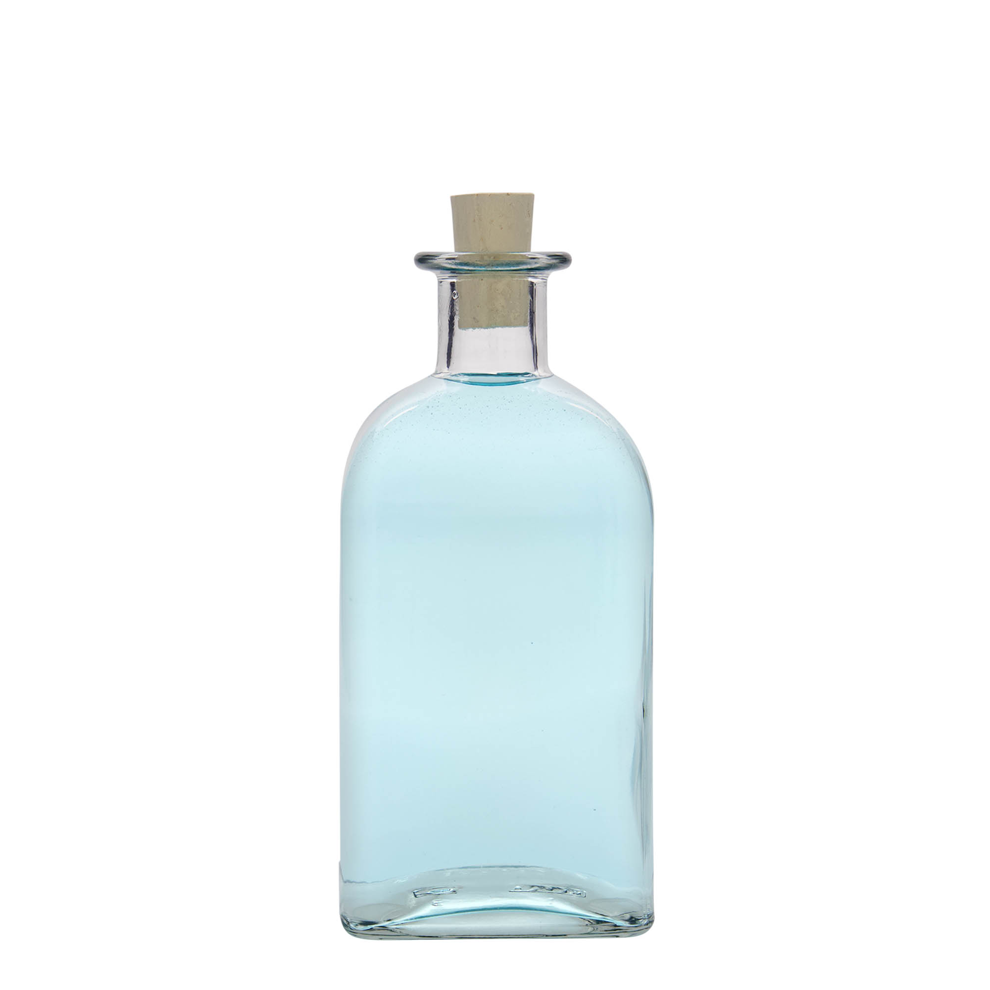 Bouteille en verre 500 ml Apotheker Carré, carrée, ouverture : liège Bouteille en verre 500 ml Apotheker Carré, carrée, ouverture : liège