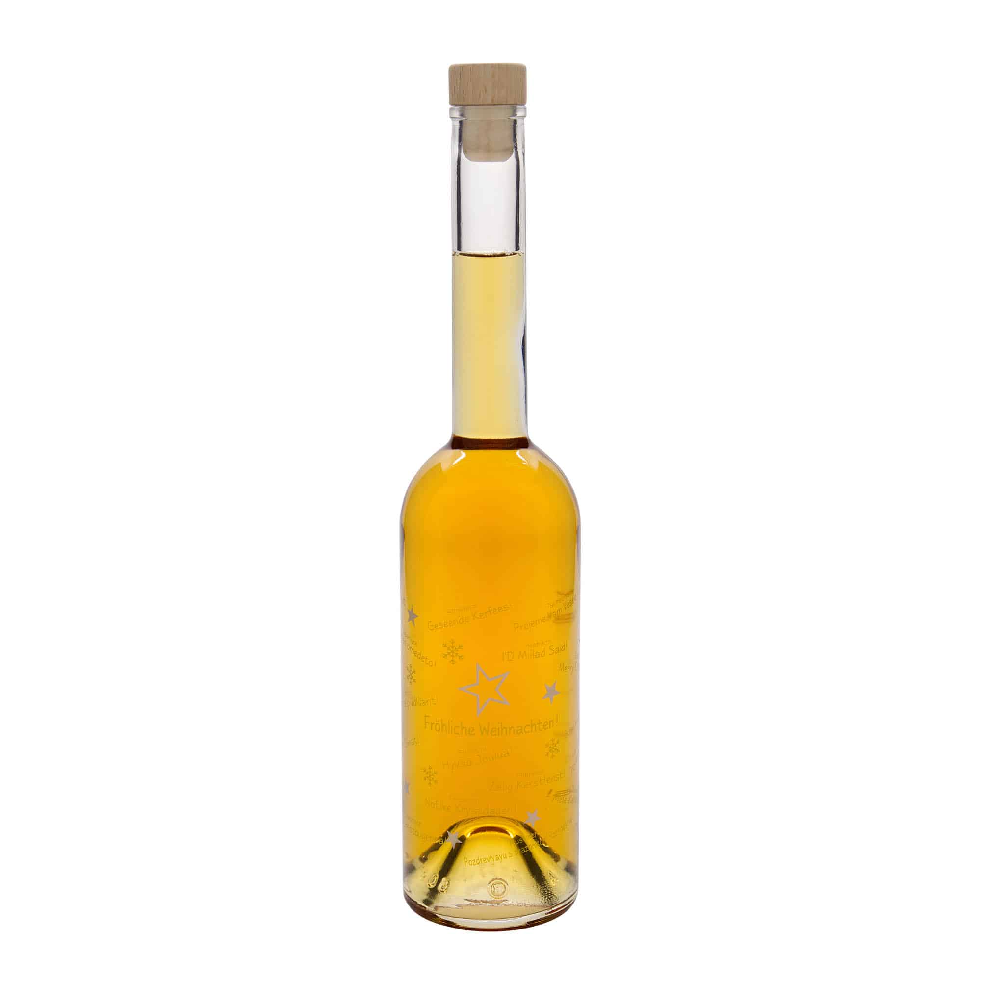 Bouteille en verre 500 ml 'Opera', motif : Noël dans le monde, bouchage: bouchon
