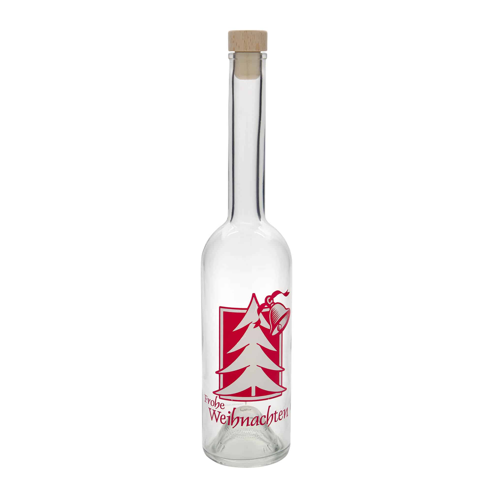 Bouteille en verre 500 ml 'Opera', motif : Vœux de Noël, ouverture : bouchon en liège