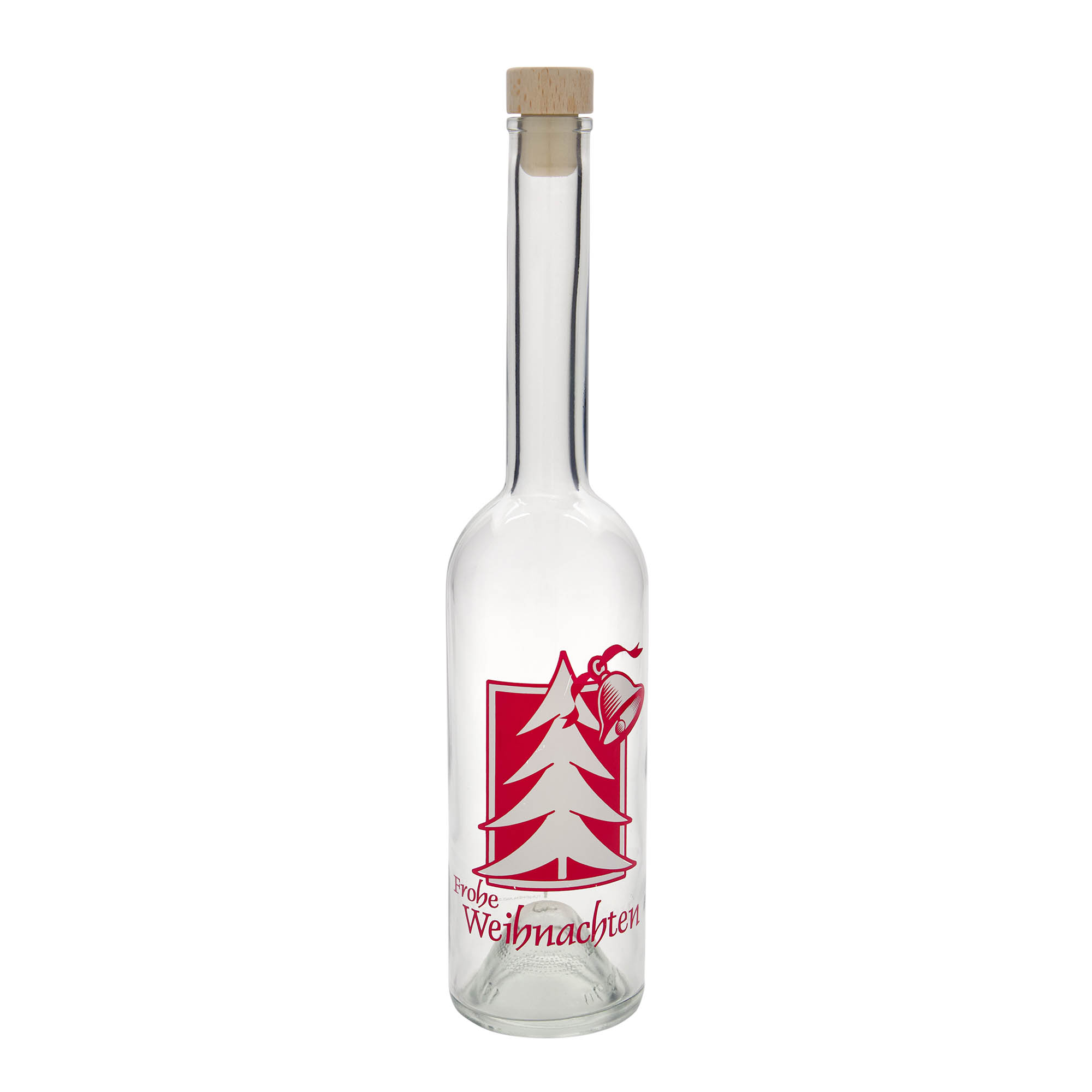 Bouteille en verre 500 ml 'Opera', motif : Vœux de Noël, ouverture : bouchon en liège