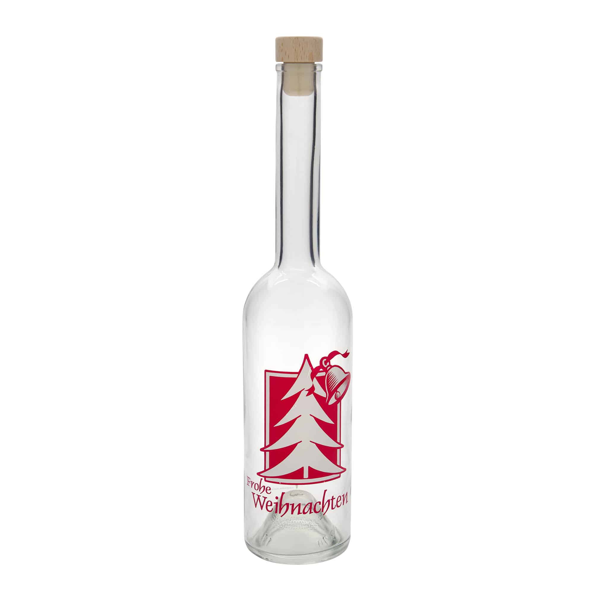 Bouteille en verre 500 ml « Opera », motif : Vœux de Noël, ouverture : bouchon en liège
