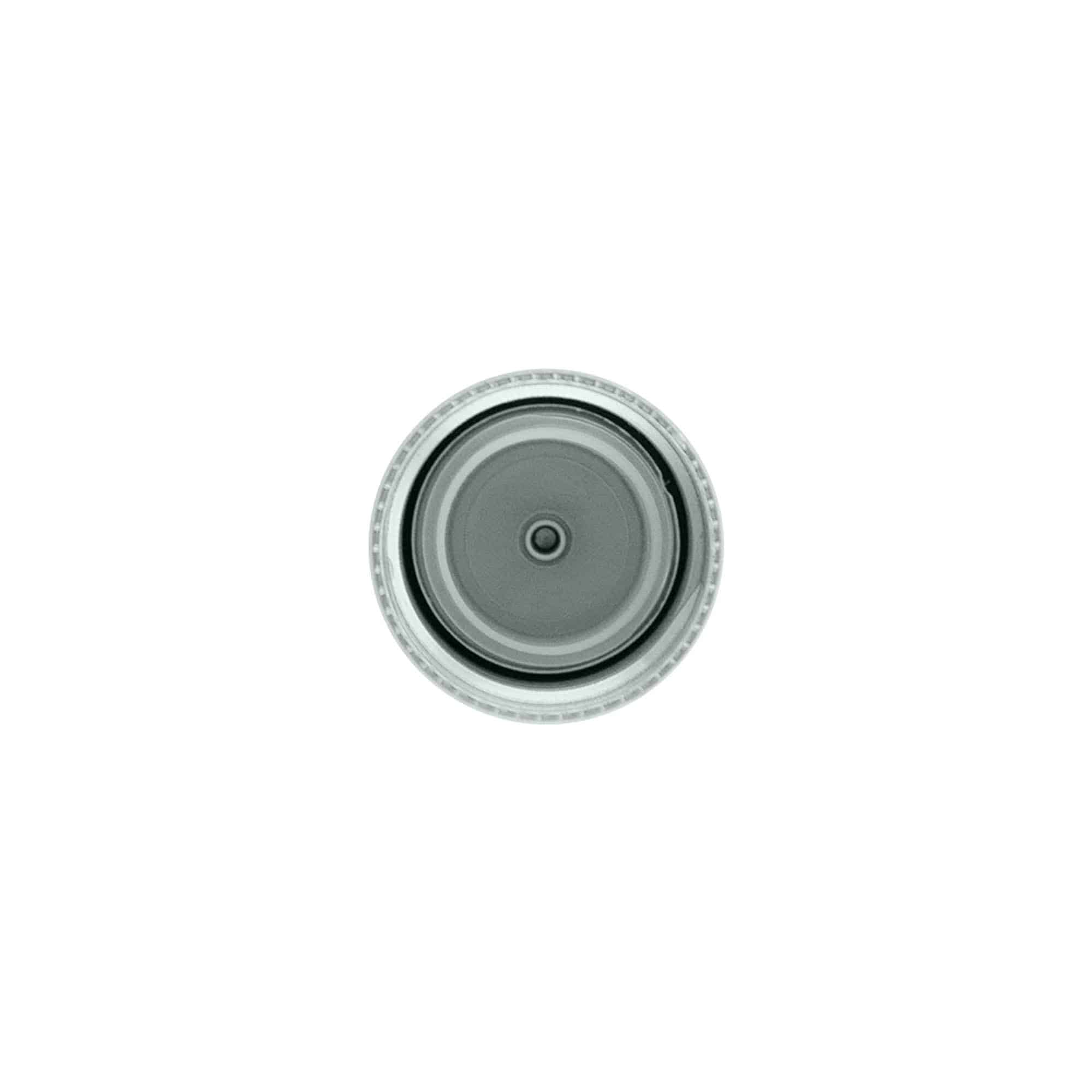 Bougage à vis avec insert de pulvérisation, plastique PP, argenté, pour bouchage: 24/410 Bougage à vis avec insert de pulvérisation, plastique PP, argenté, pour bouchage: 24/410