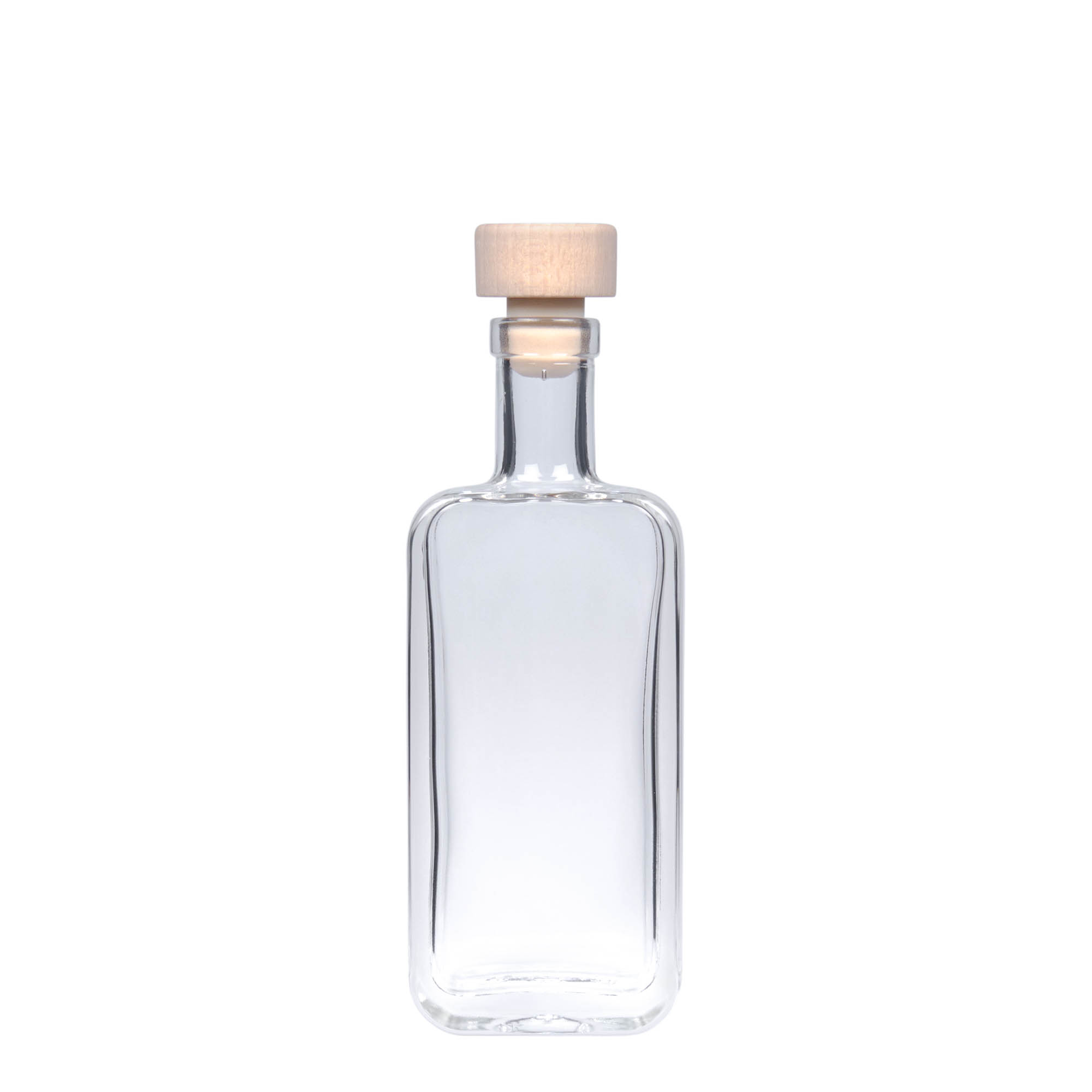 Flacon en verre 100 ml 'Nice', rectangulaire, ouverture : bouchon en liège