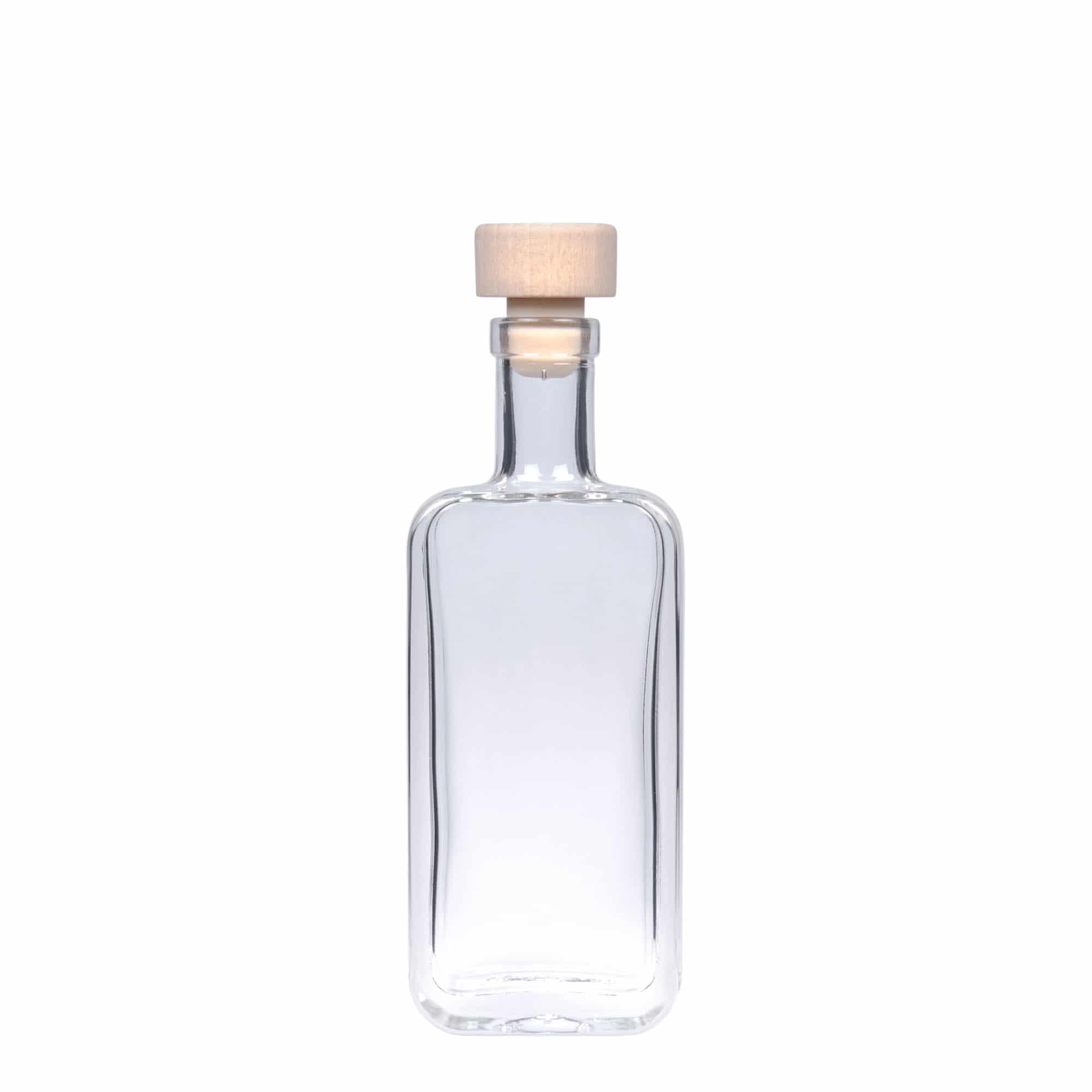 Flacon en verre 100 ml 'Nice', rectangulaire, ouverture : bouchon en liège