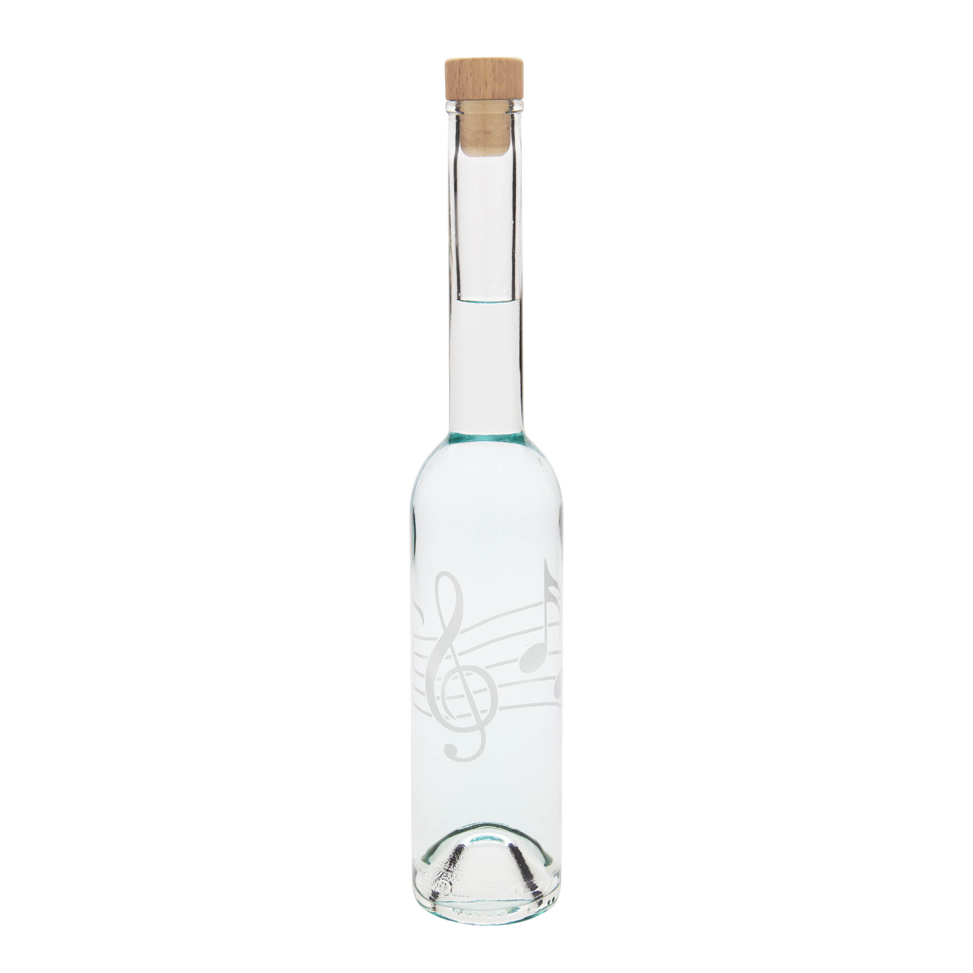 Bouteille en verre 350 ml 'Opera', motif : notes de musique, bouchon : liège