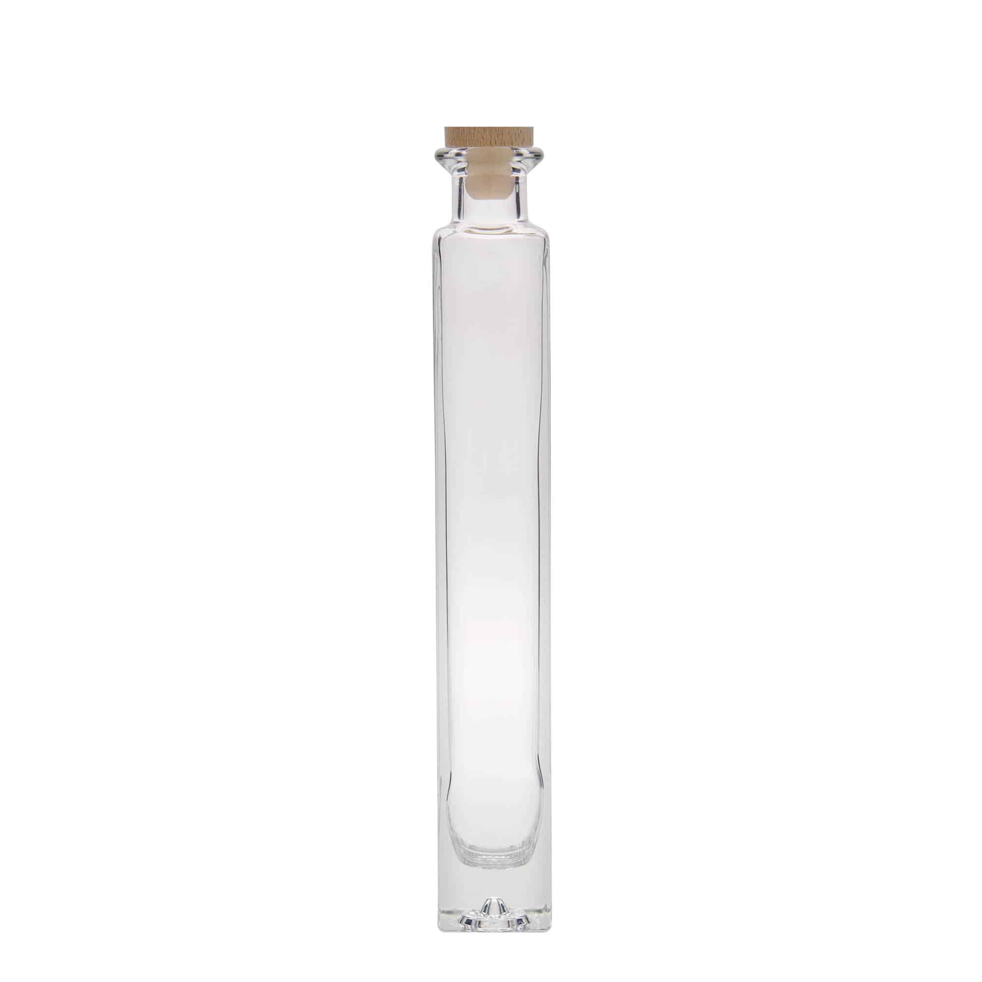 Flacon en verre 200 ml « Tommy », carré, ouverture : bouchon en liège