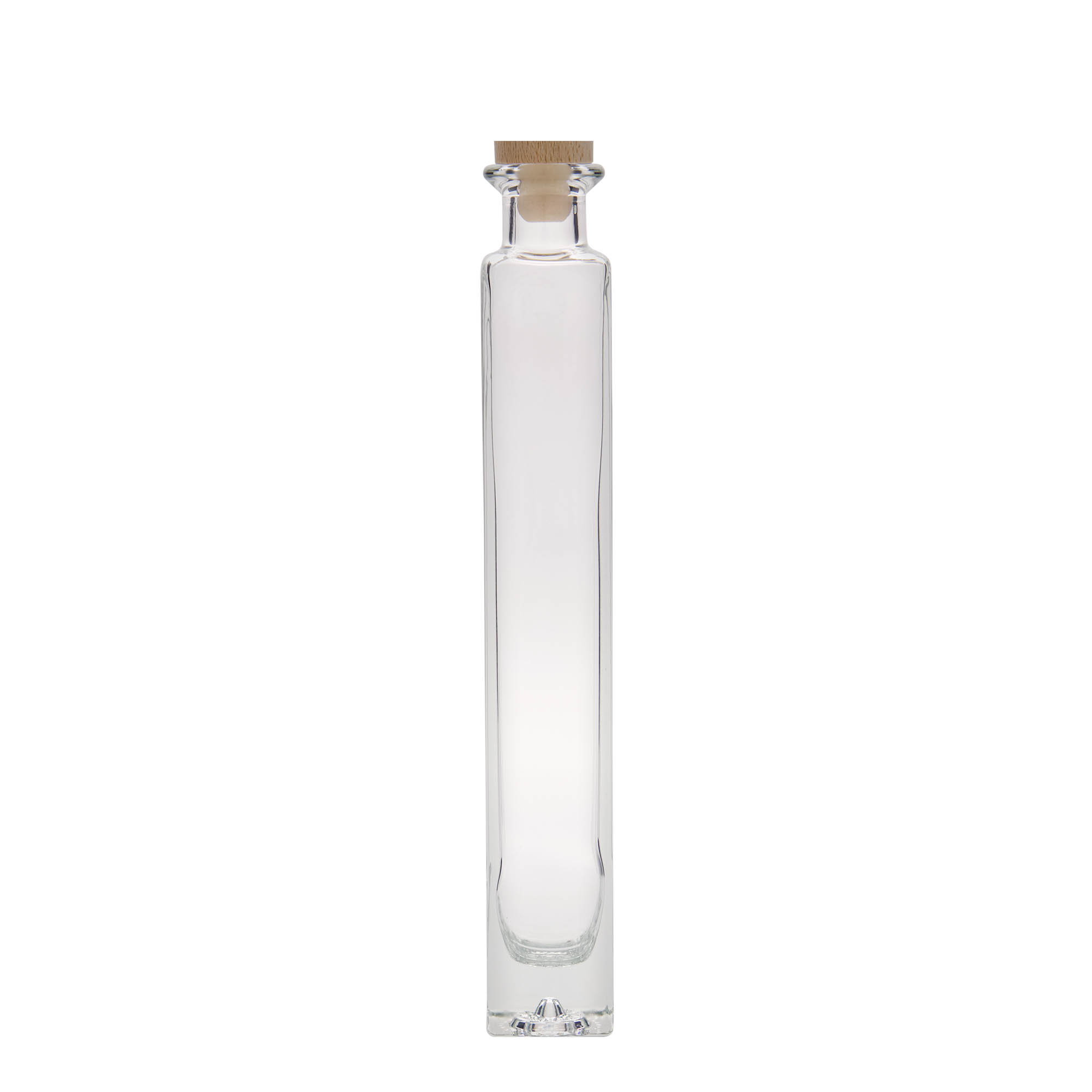 Flacon en verre 200 ml « Tommy », carré, ouverture : bouchon en liège