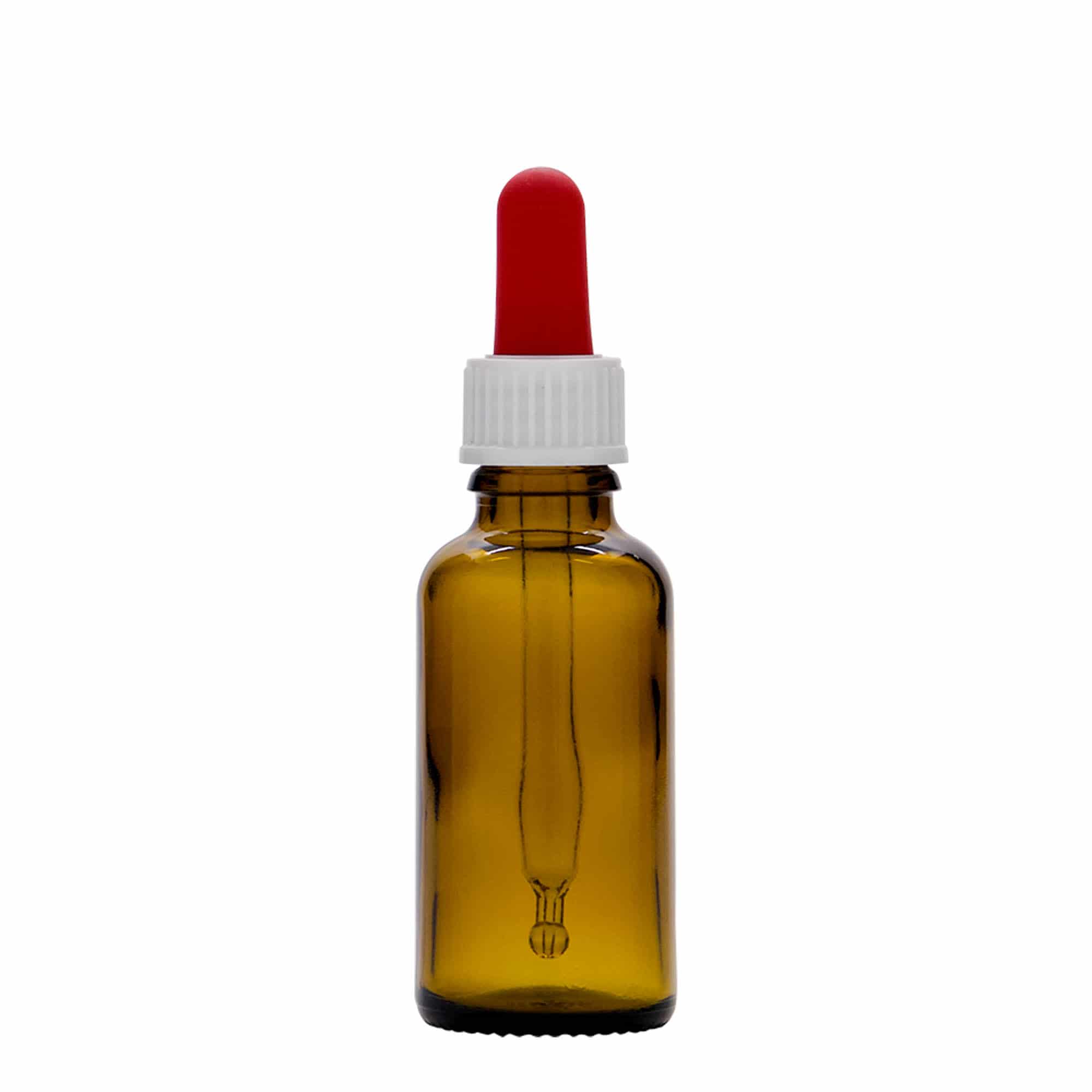 Flacon compte-gouttes 30 ml Médical, verre, brun, embouchure : DIN 18