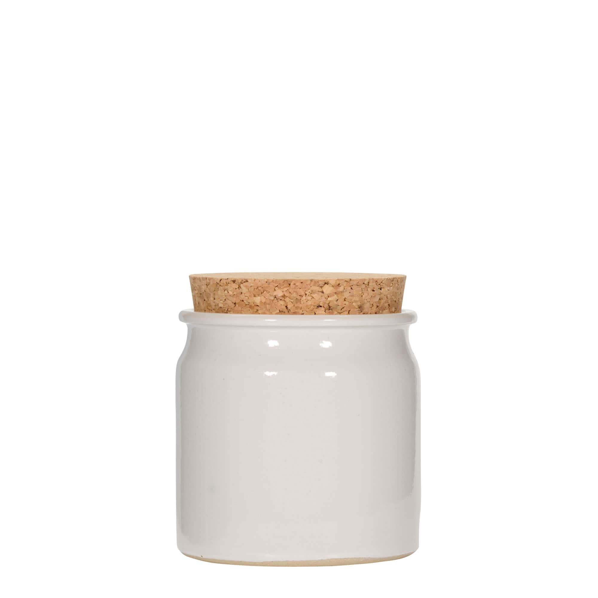 Pot en grès 160 ml, céramique, blanc, bouchage: bouchon