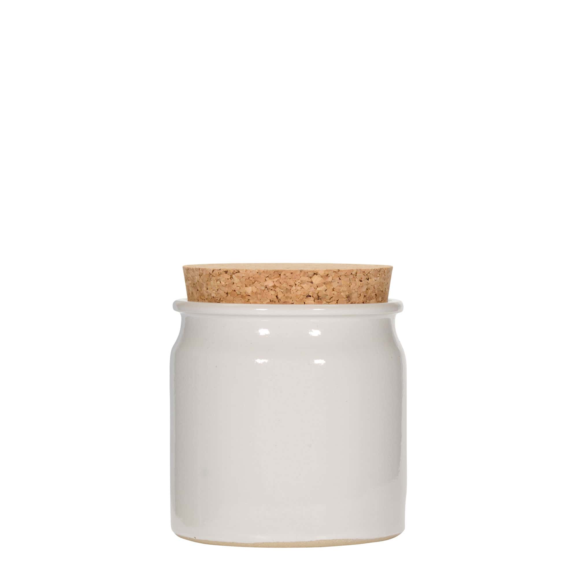 Pot en grès 160 ml, céramique, blanc, ouverture : liège