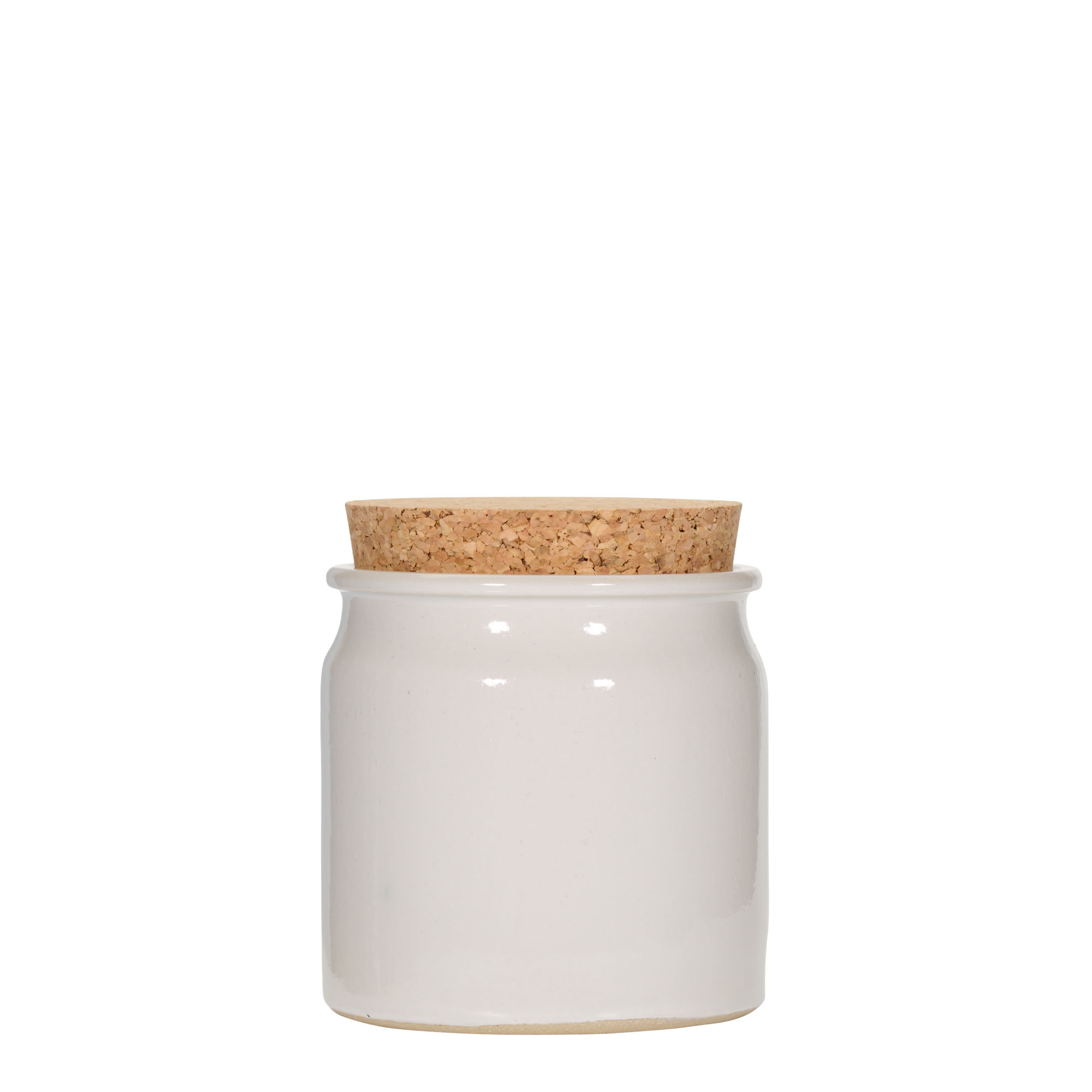 Pot en grès 160 ml, céramique, blanc, ouverture : liège Pot en grès 160 ml, céramique, blanc, ouverture : liège